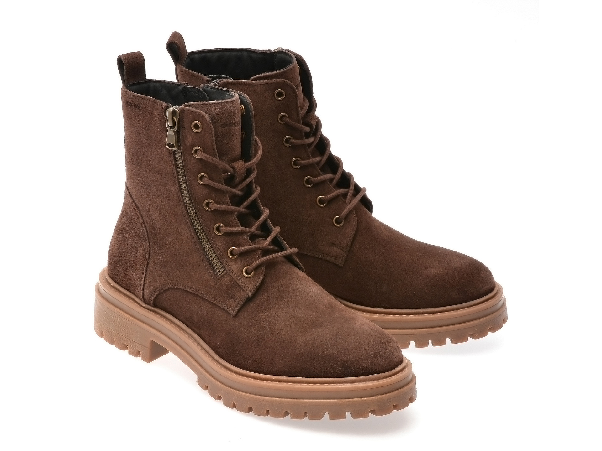 Bocanci GEOX maro, D16HRF, din piele intoarsa