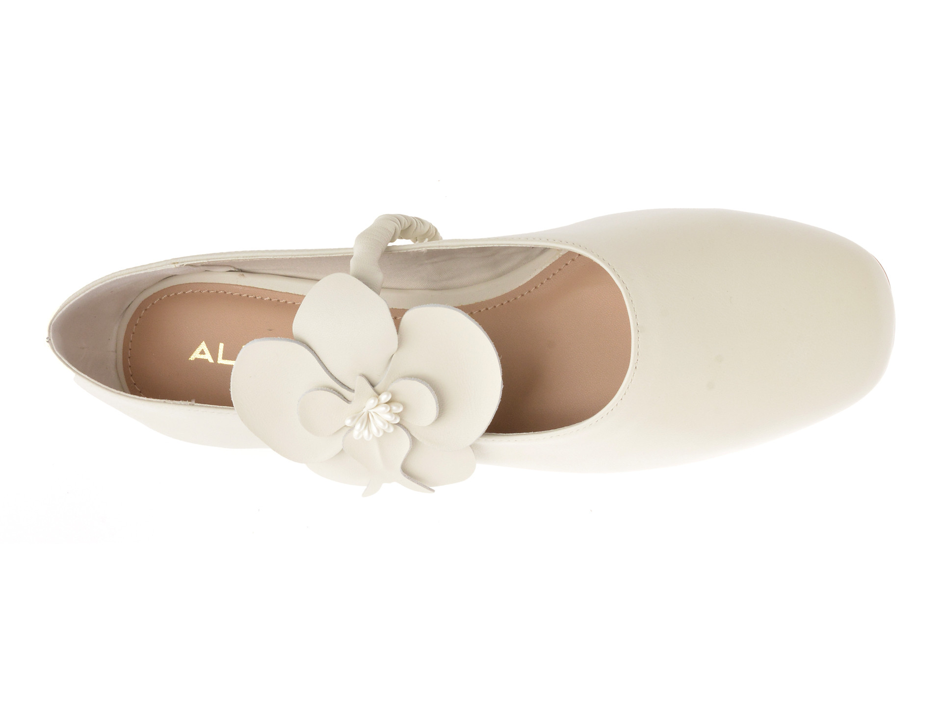 Balerini ALDO albi, FLORALINA 121, din piele naturala