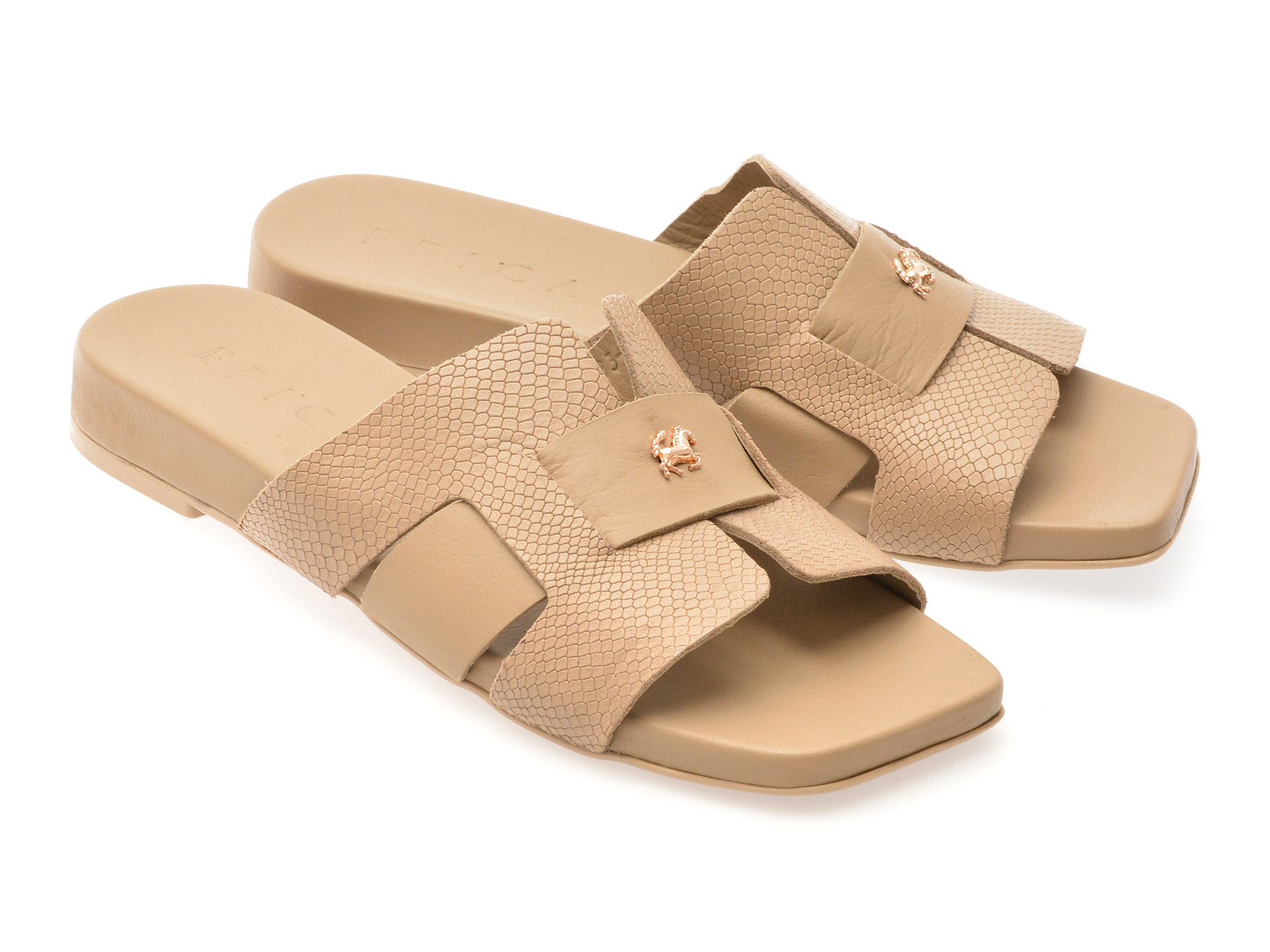 Papuci EPICA bej, 459983, din piele naturala