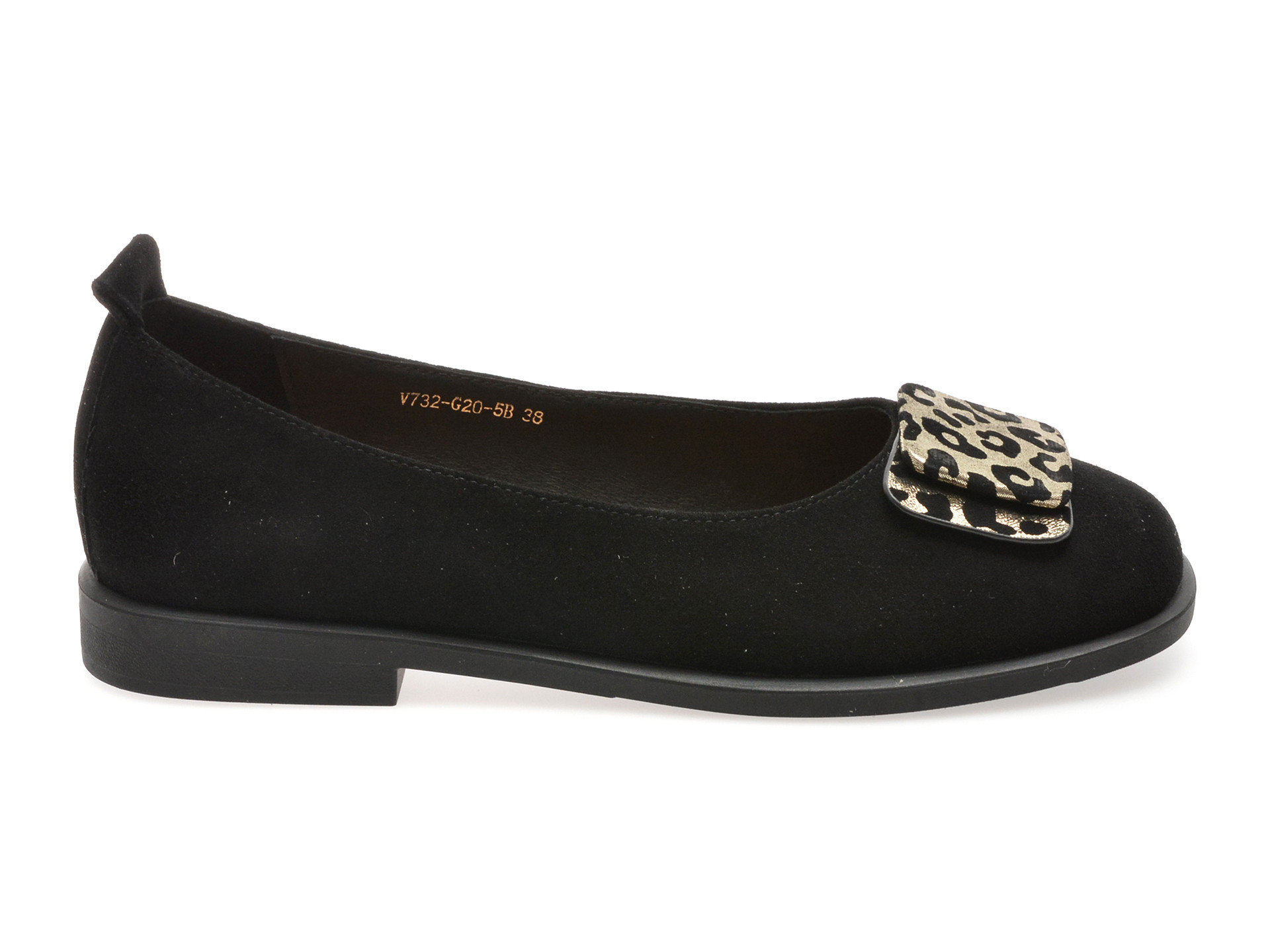 Balerini EPICA negri, V732G20, din piele intoarsa