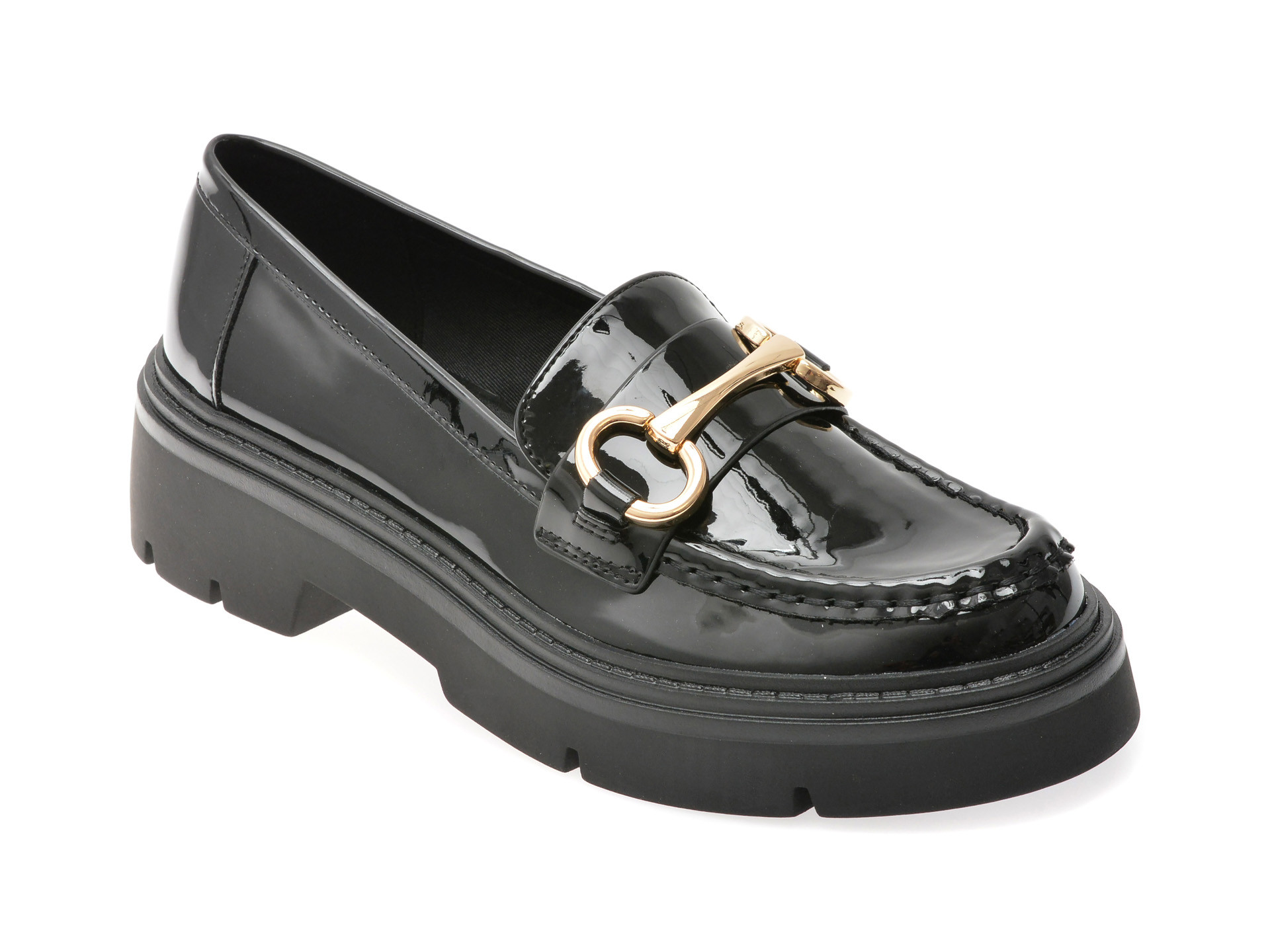 Mocasini ALDO negri, MISKA 001, din piele ecologica lacuita