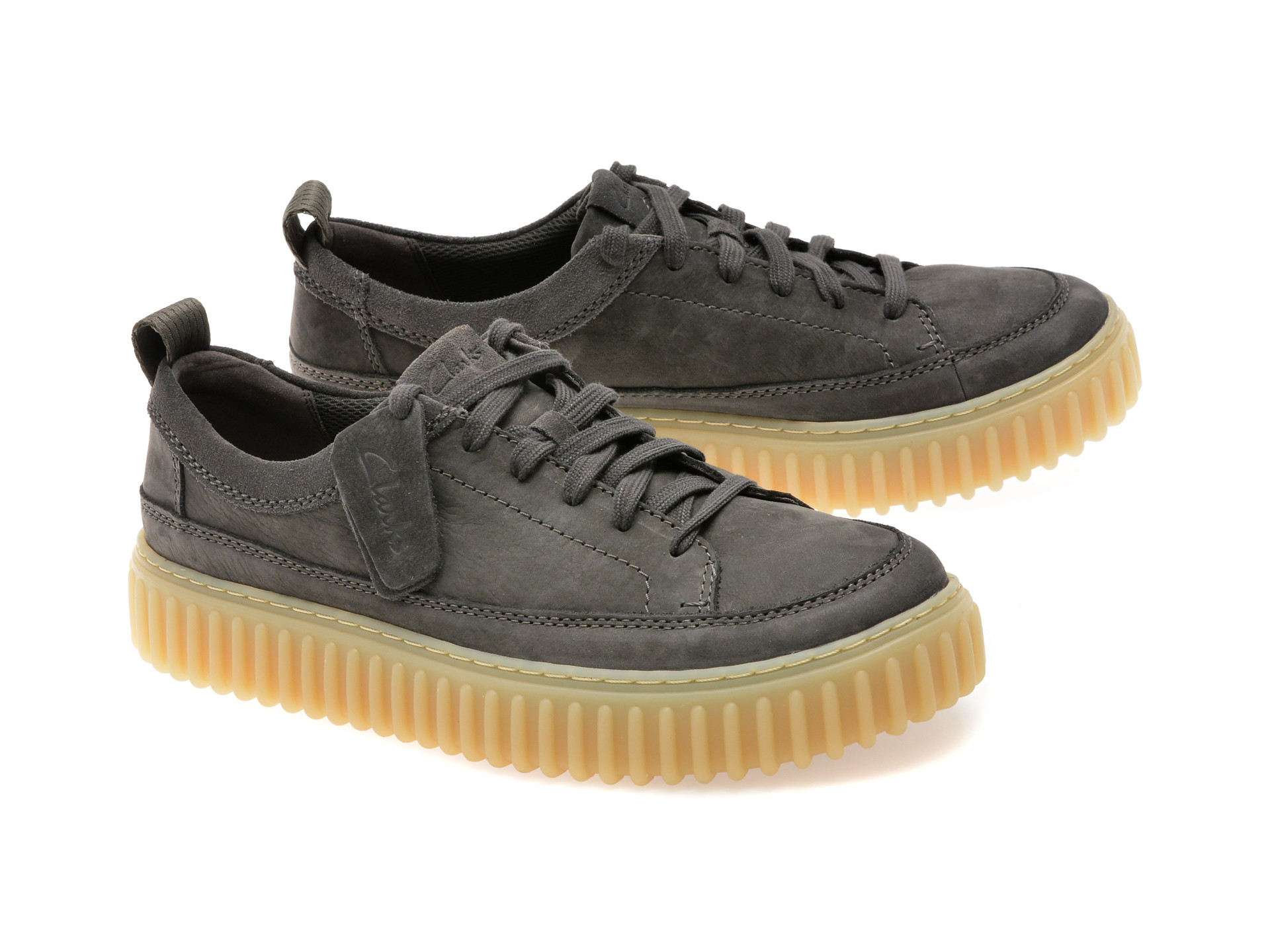 Pantofi sport CLARKS gri, TORHILL LACE, din nabuc