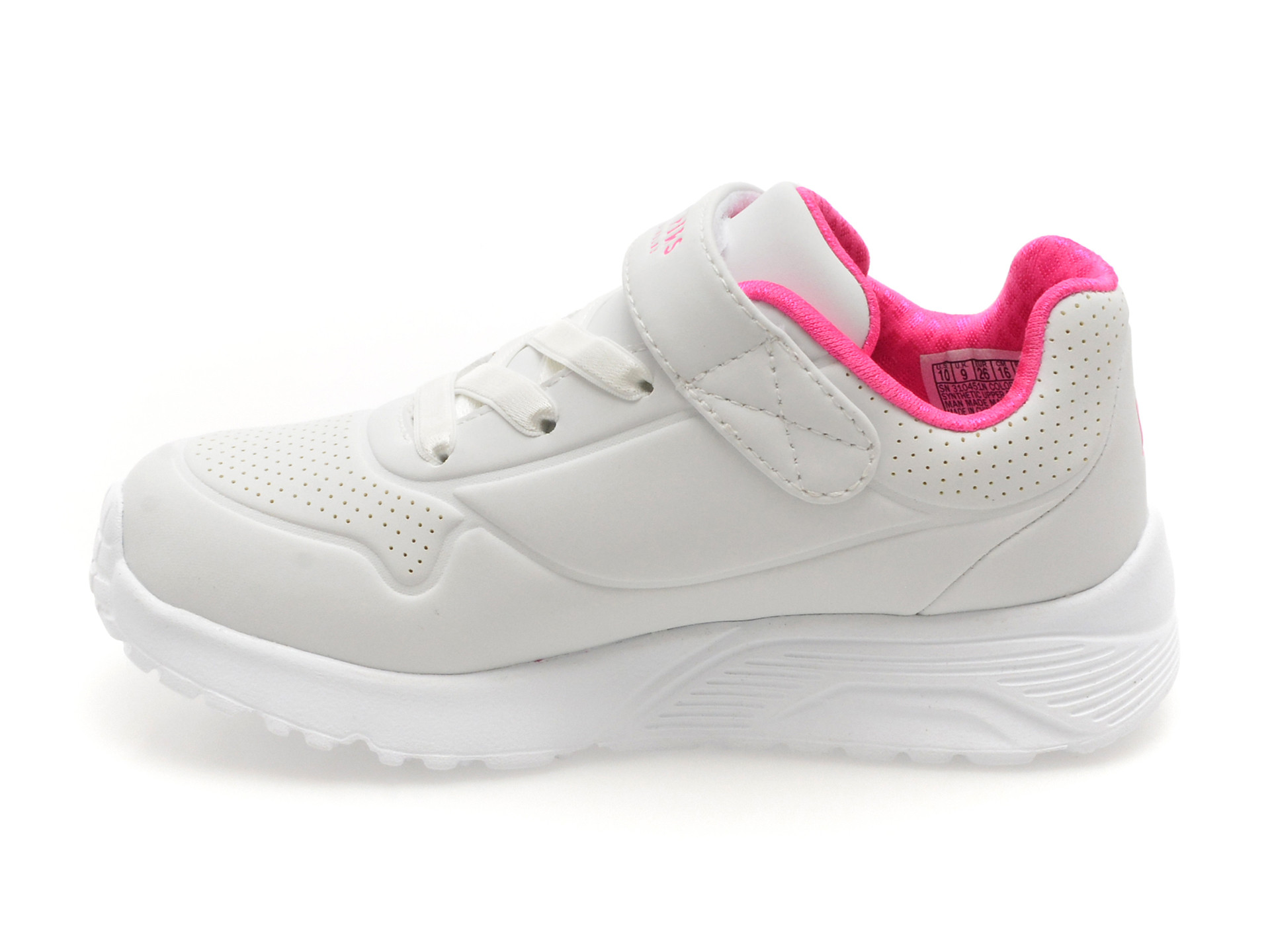 Pantofi sport SKECHERS albi, UNO LITE, din piele ecologica