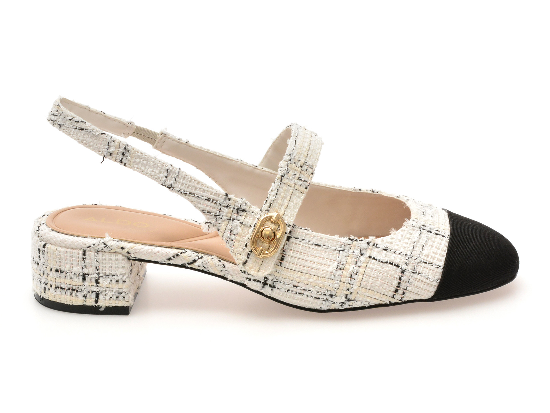 Pantofi ALDO alb-negru, AGATHE 122, din material textil