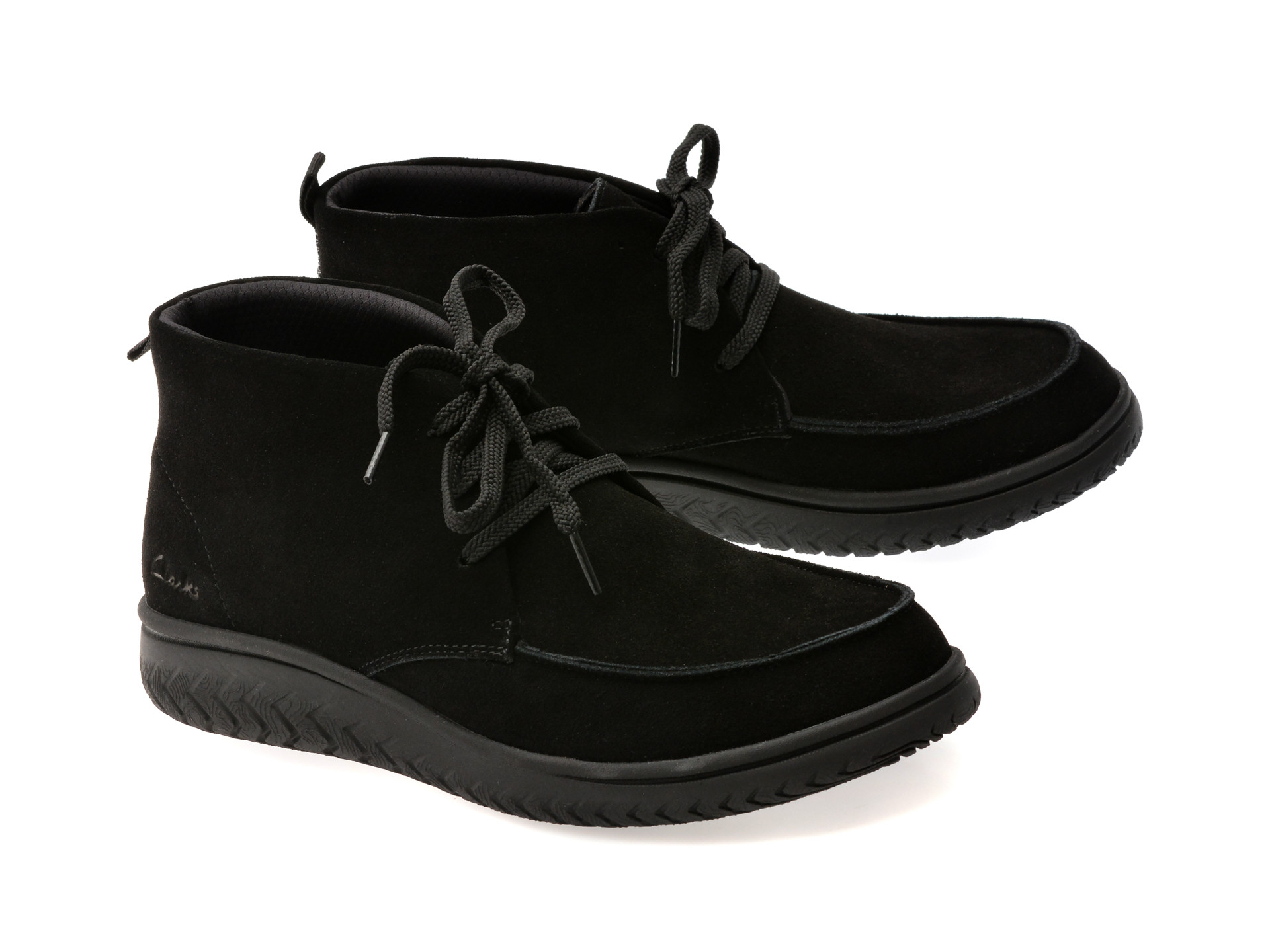 Ghete CLARKS negre, RELAX LITE MOC, din piele intoarsa