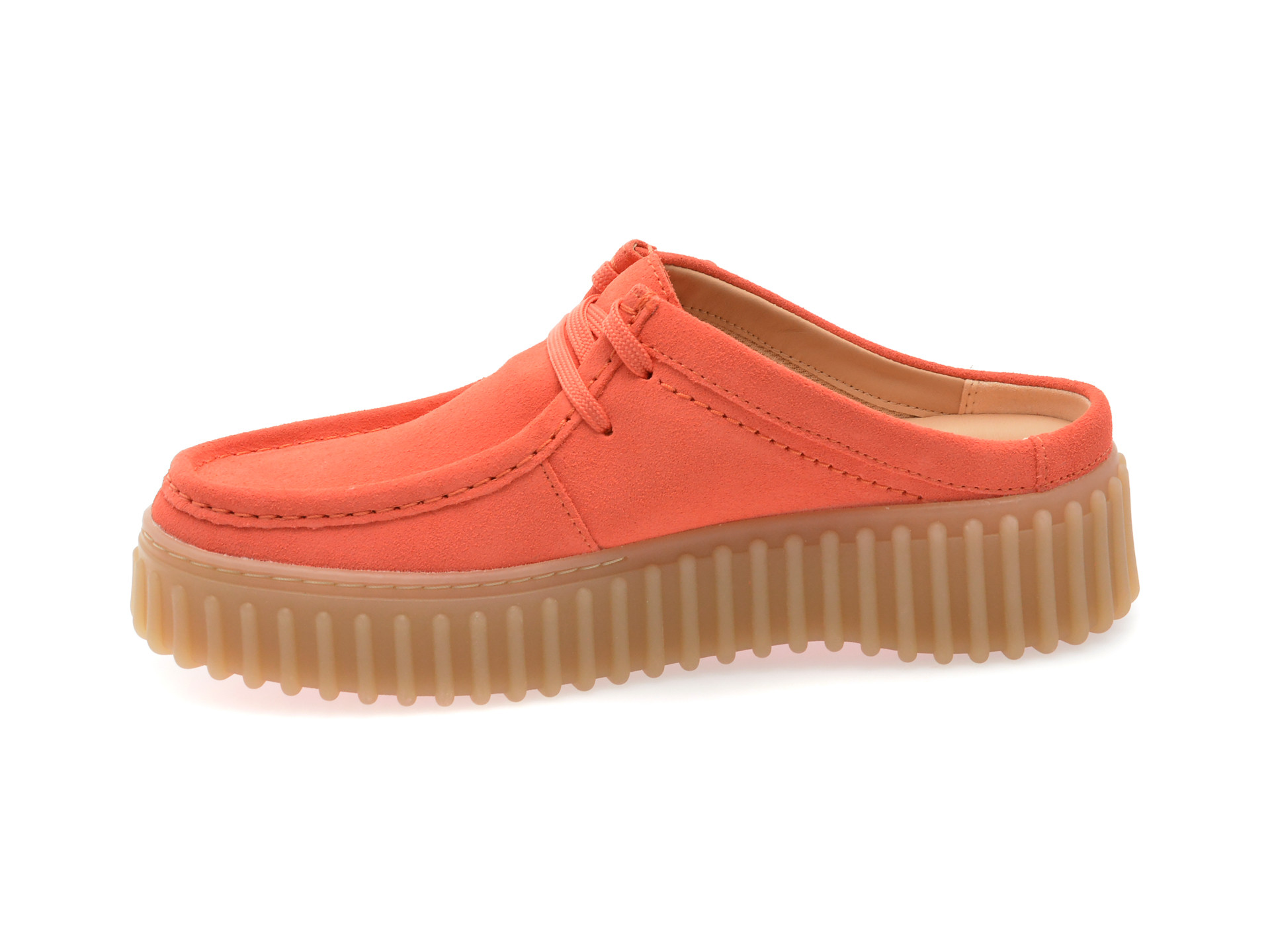 Papuci CLARKS portocalii, TORHILL MULE, din nabuc