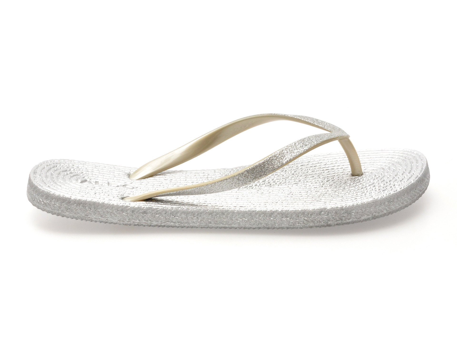 Papuci ALDO argintii, ALOOMBA 040, din piele ecologica