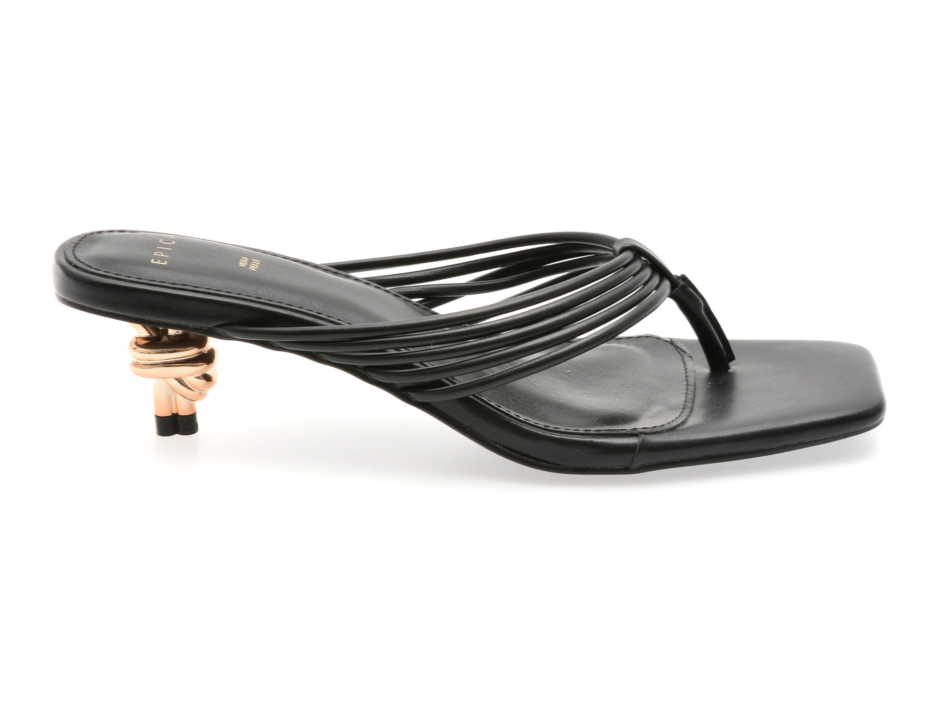 Papuci EPICA negri, 82933, din piele ecologica