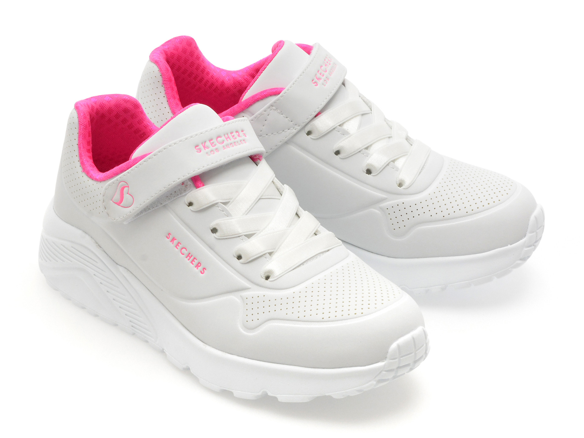 Pantofi sport SKECHERS albi, UNO LITE, din piele ecologica