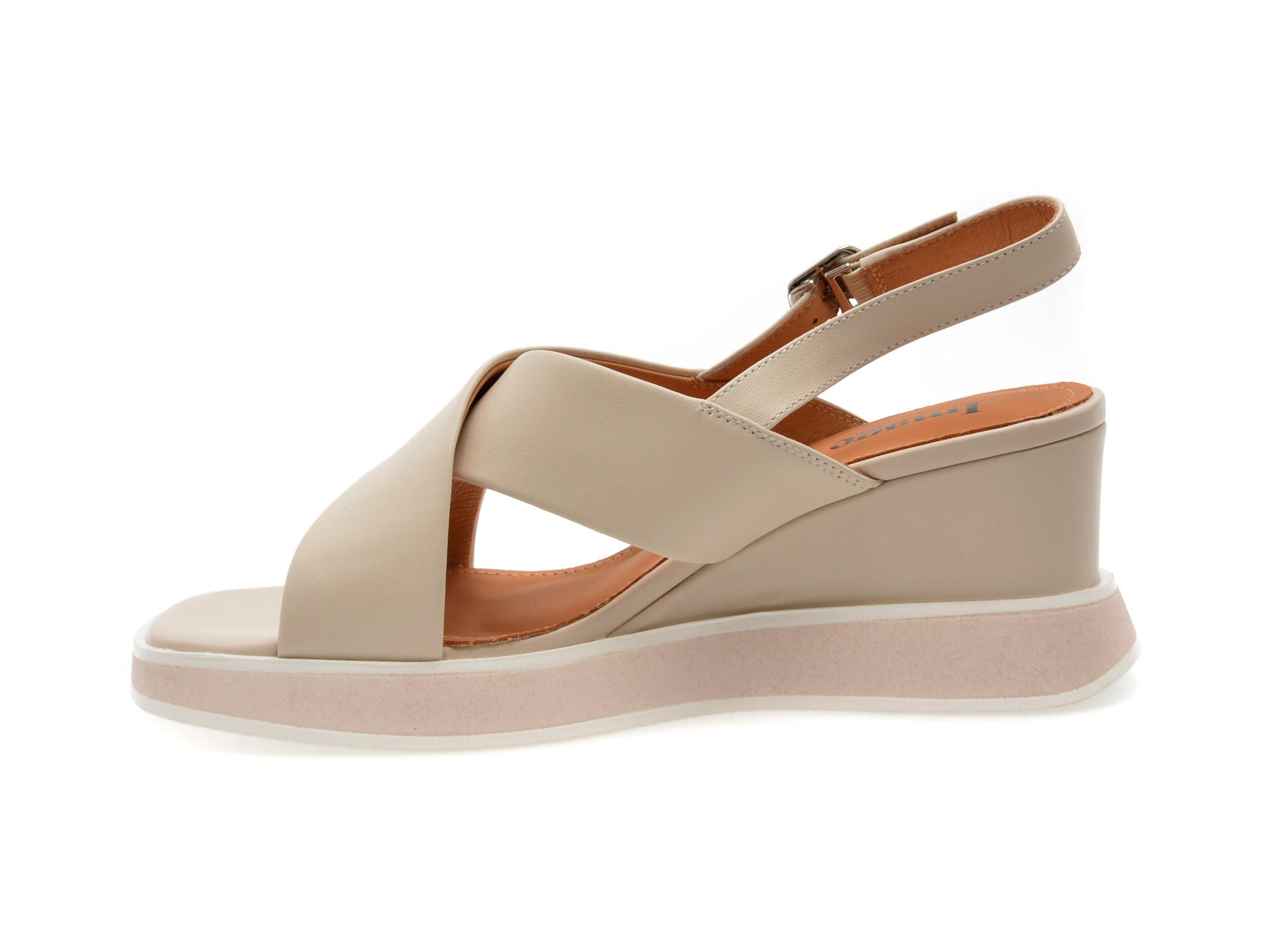 Sandale IMAGE albe, H65, din piele naturala