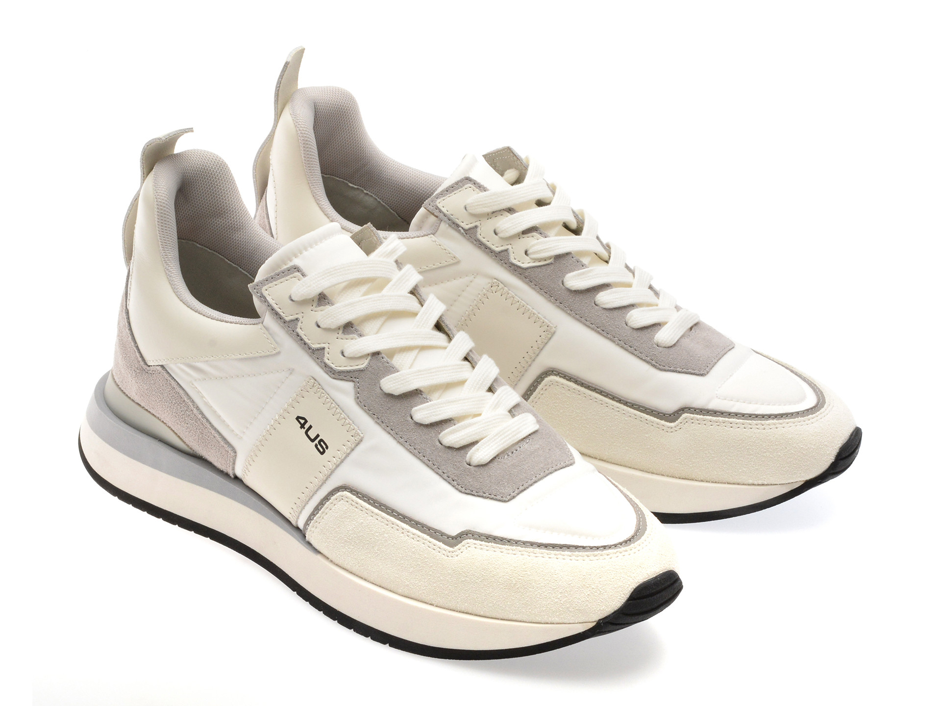 Pantofi sport 4US albi, SEAN 400, din material textil