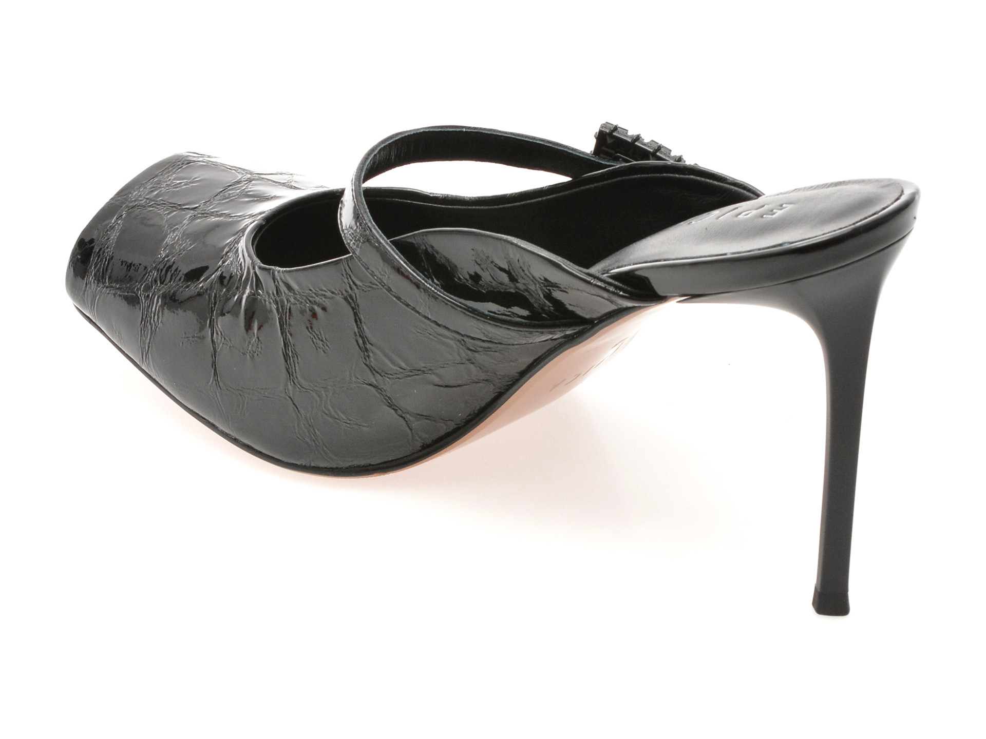 Papuci EPICA negri, 71896, din piele naturala lacuita