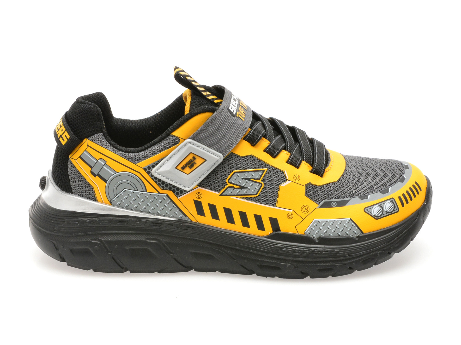 Pantofi sport SKECHERS galbeni, SKECH TRACKS, din material textil