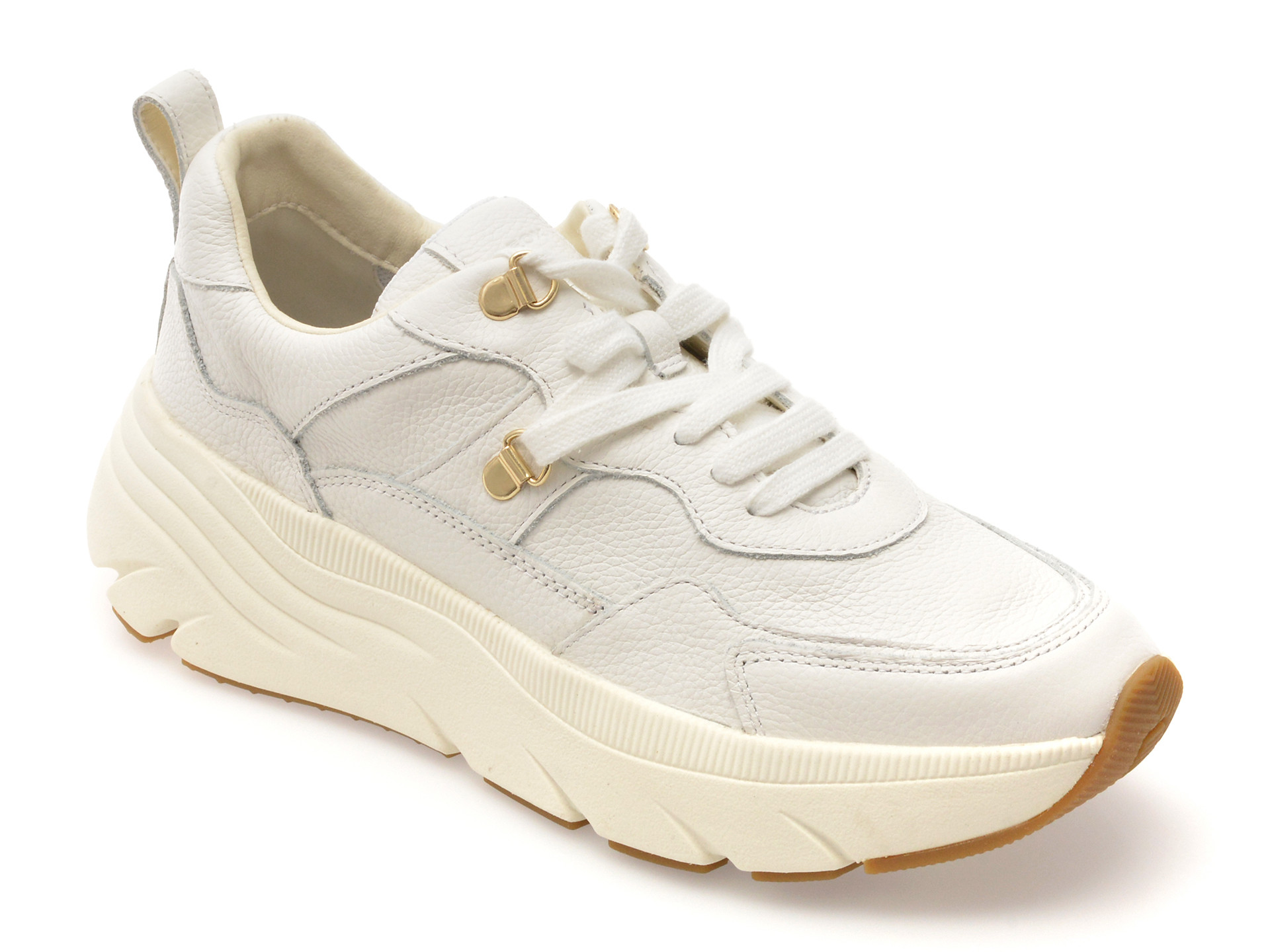 Pantofi sport GEOX albi, D36UFE, din piele naturala