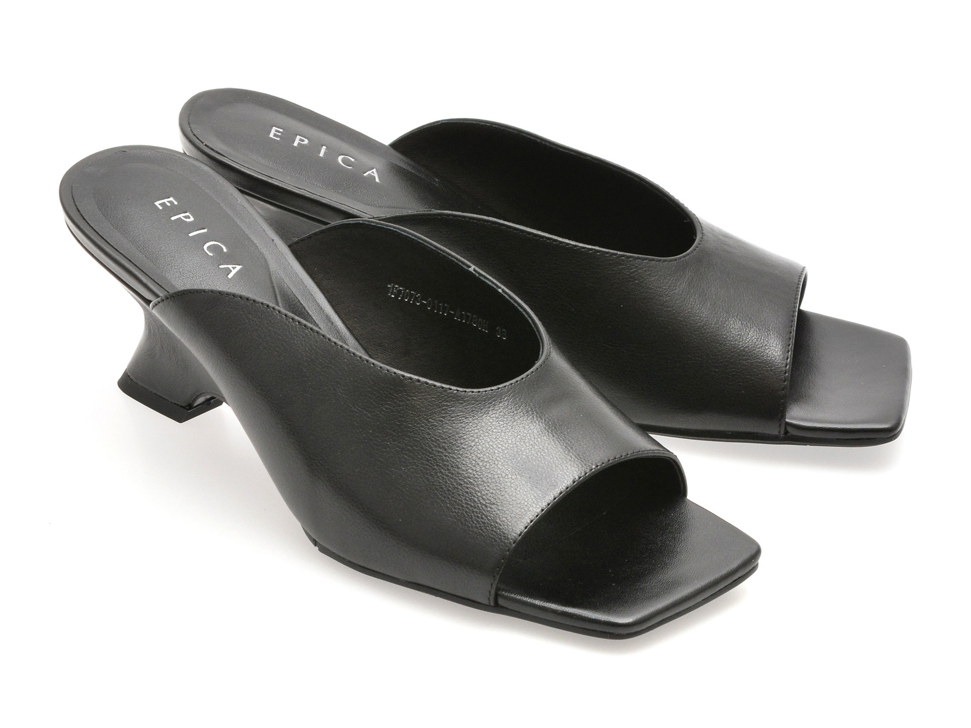 Papuci EPICA negri, 1F7073, din piele naturala