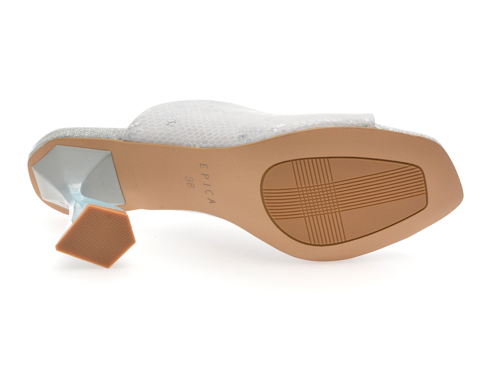 Papuci EPICA argintii, 3L595, din piele naturala