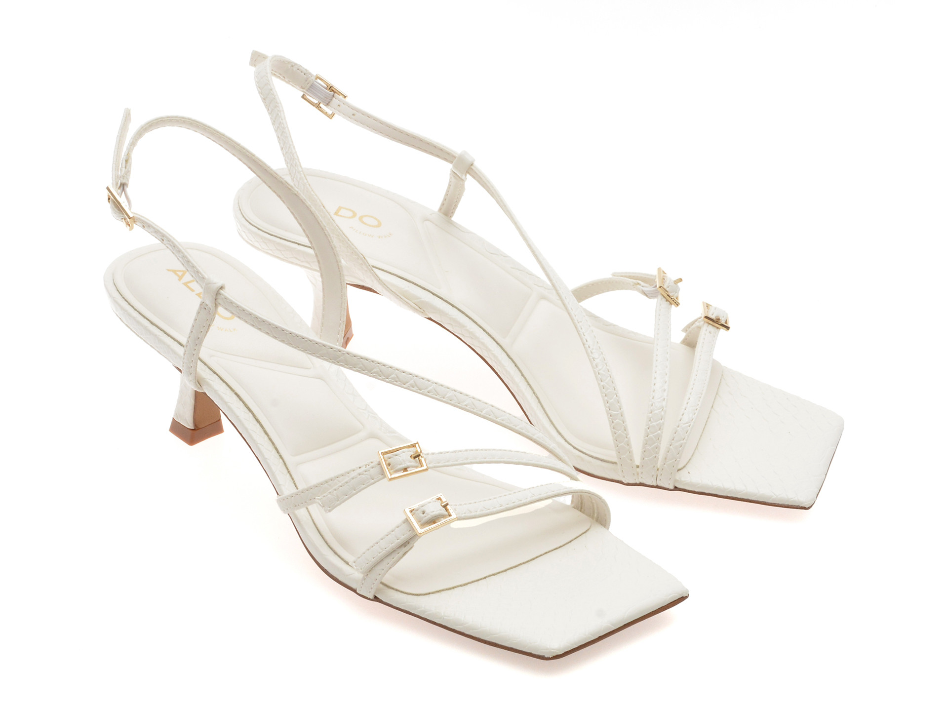 Sandale elegante ALDO albe, HARLIE 100, din piele ecologica