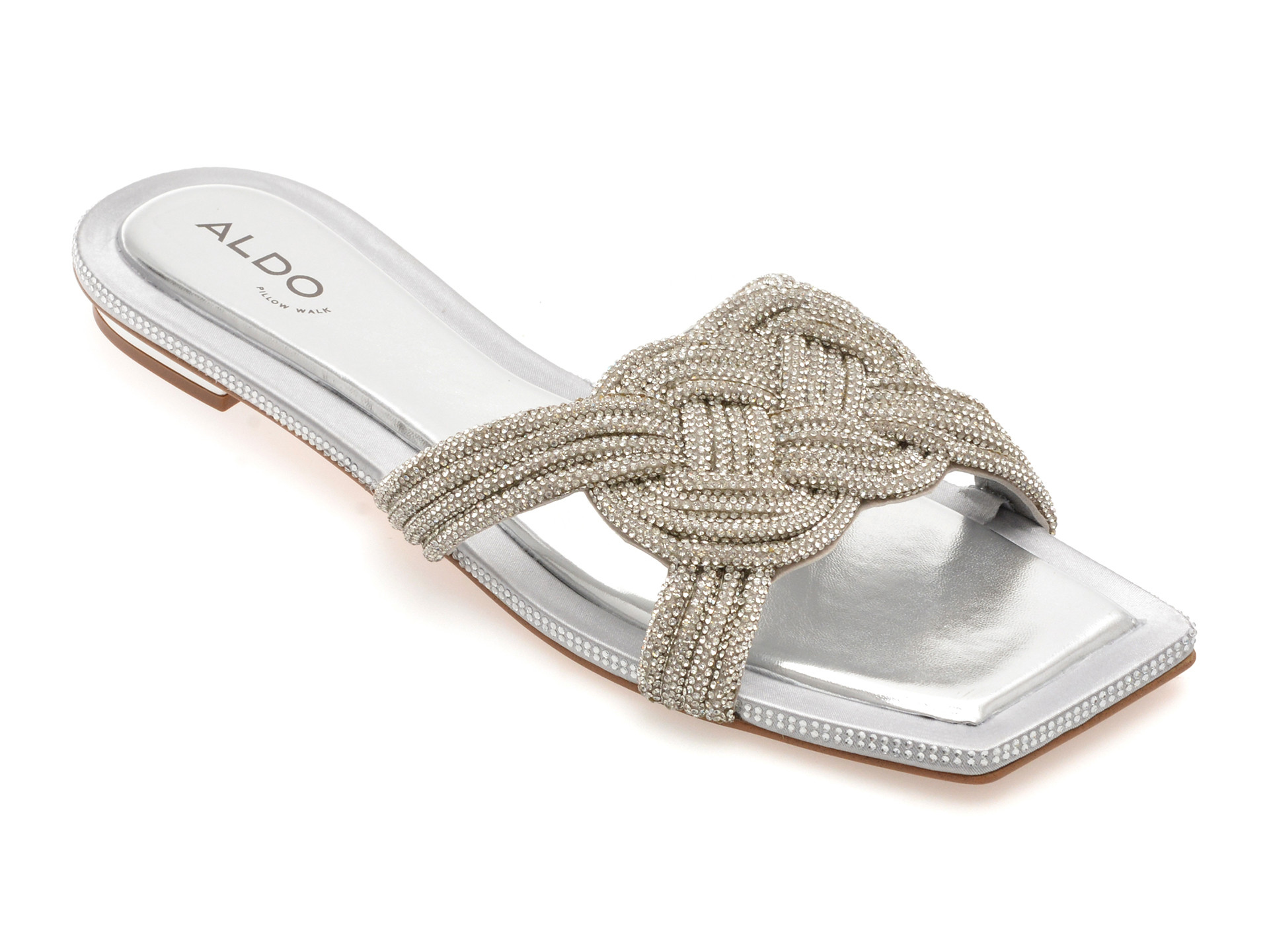 Papuci ALDO argintii, KARLINA 040, din piele ecologica