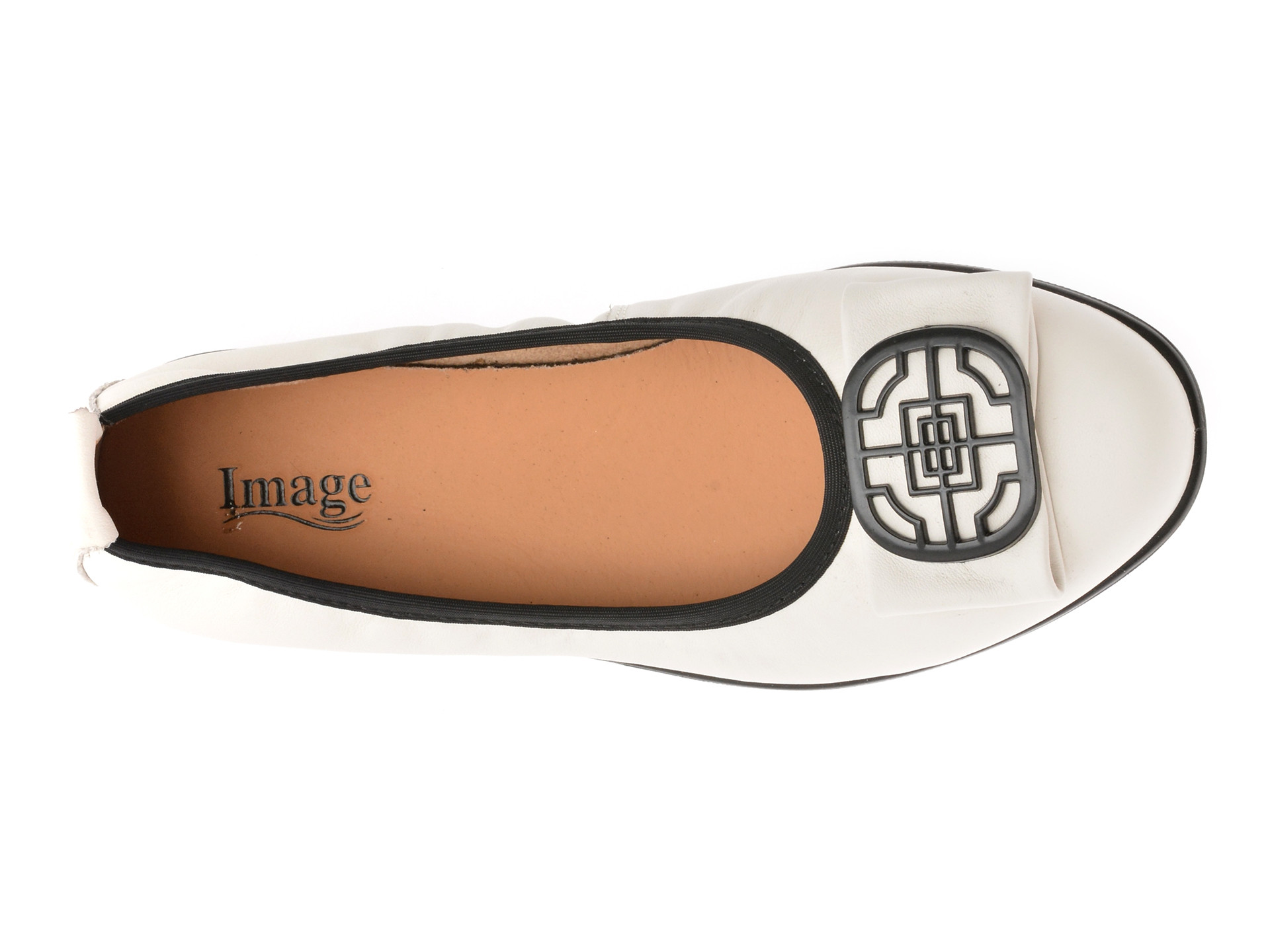 Balerini IMAGE albi, 172111, din piele naturala