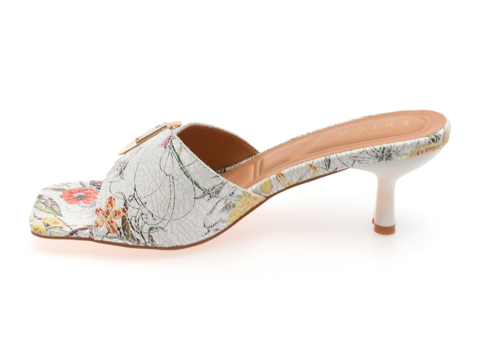 Papuci EPICA albi, 82987, din piele naturala