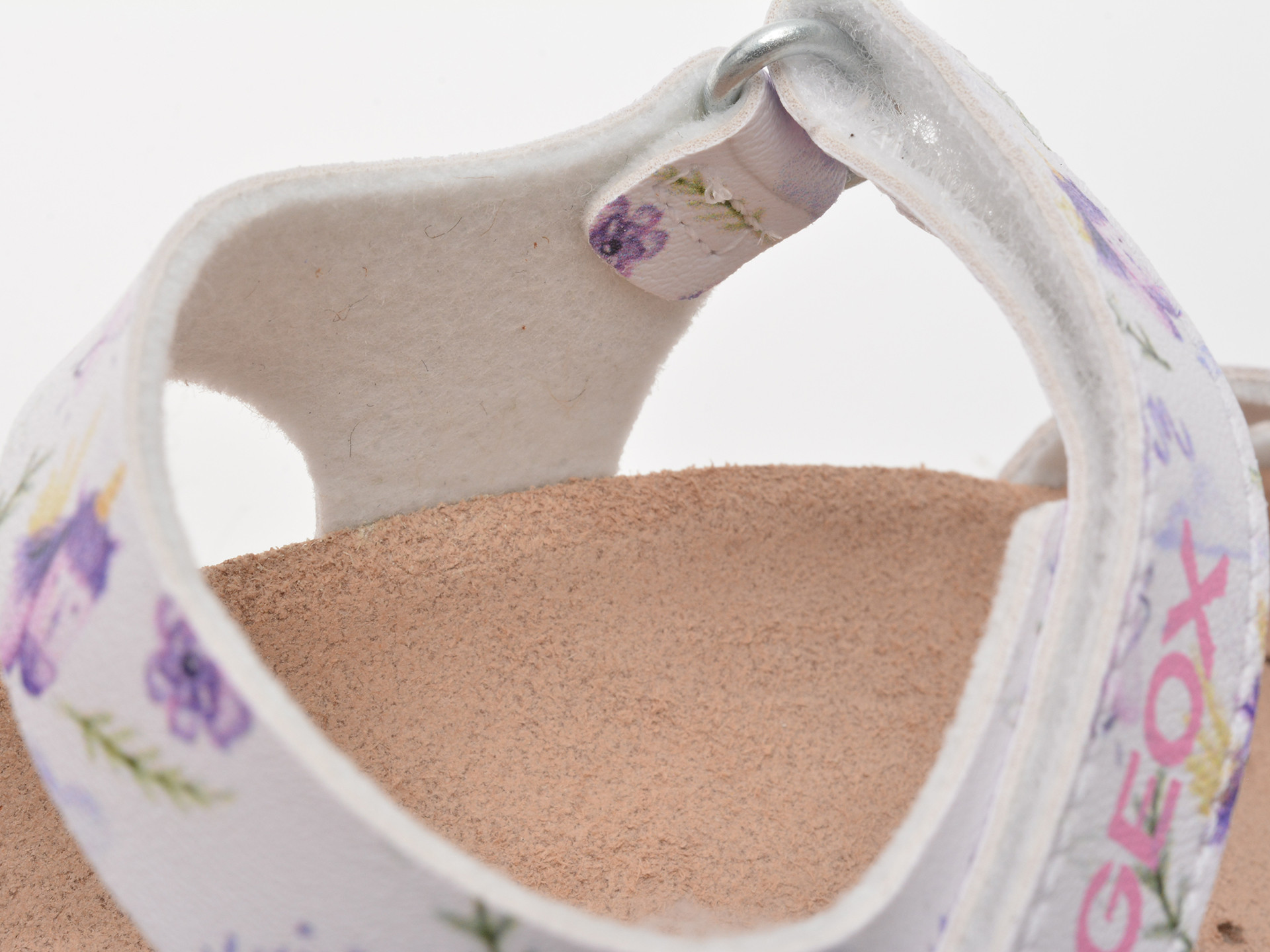 Sandale GEOX albe, J028MC, din piele ecologica