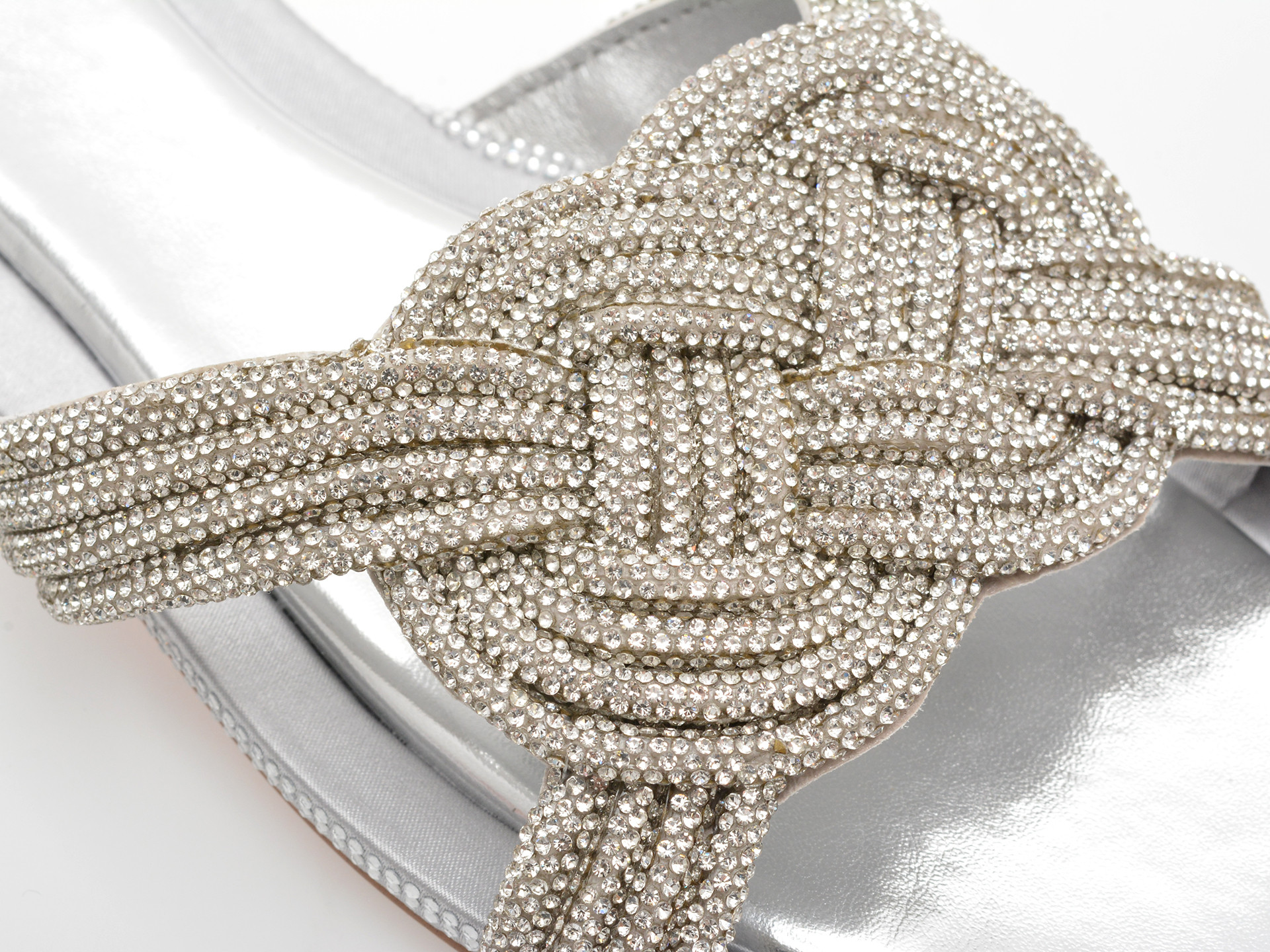 Papuci ALDO argintii, KARLINA 040, din piele ecologica