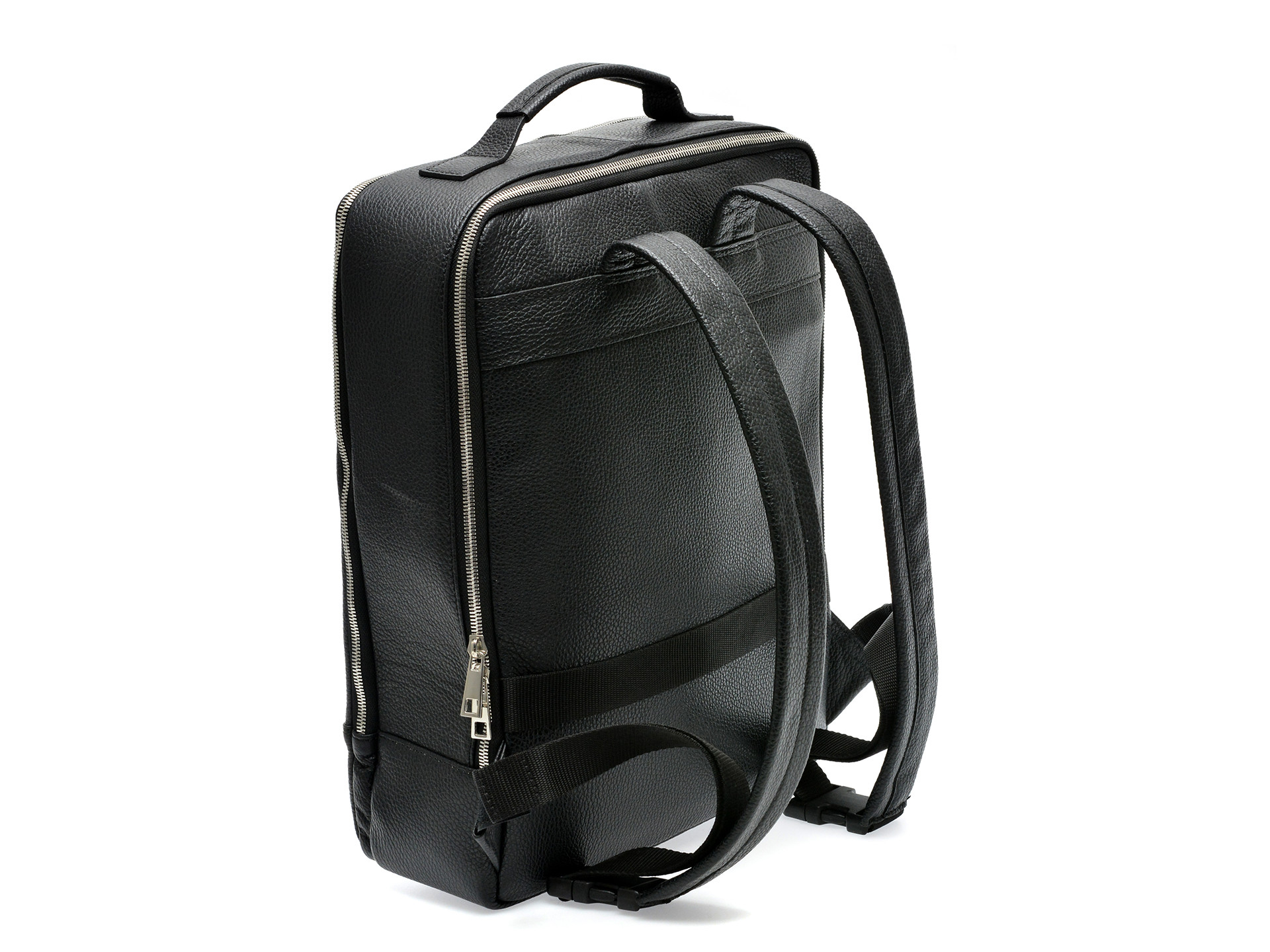 Rucsac MARIO FERRETTI negru, BB79, din piele naturala