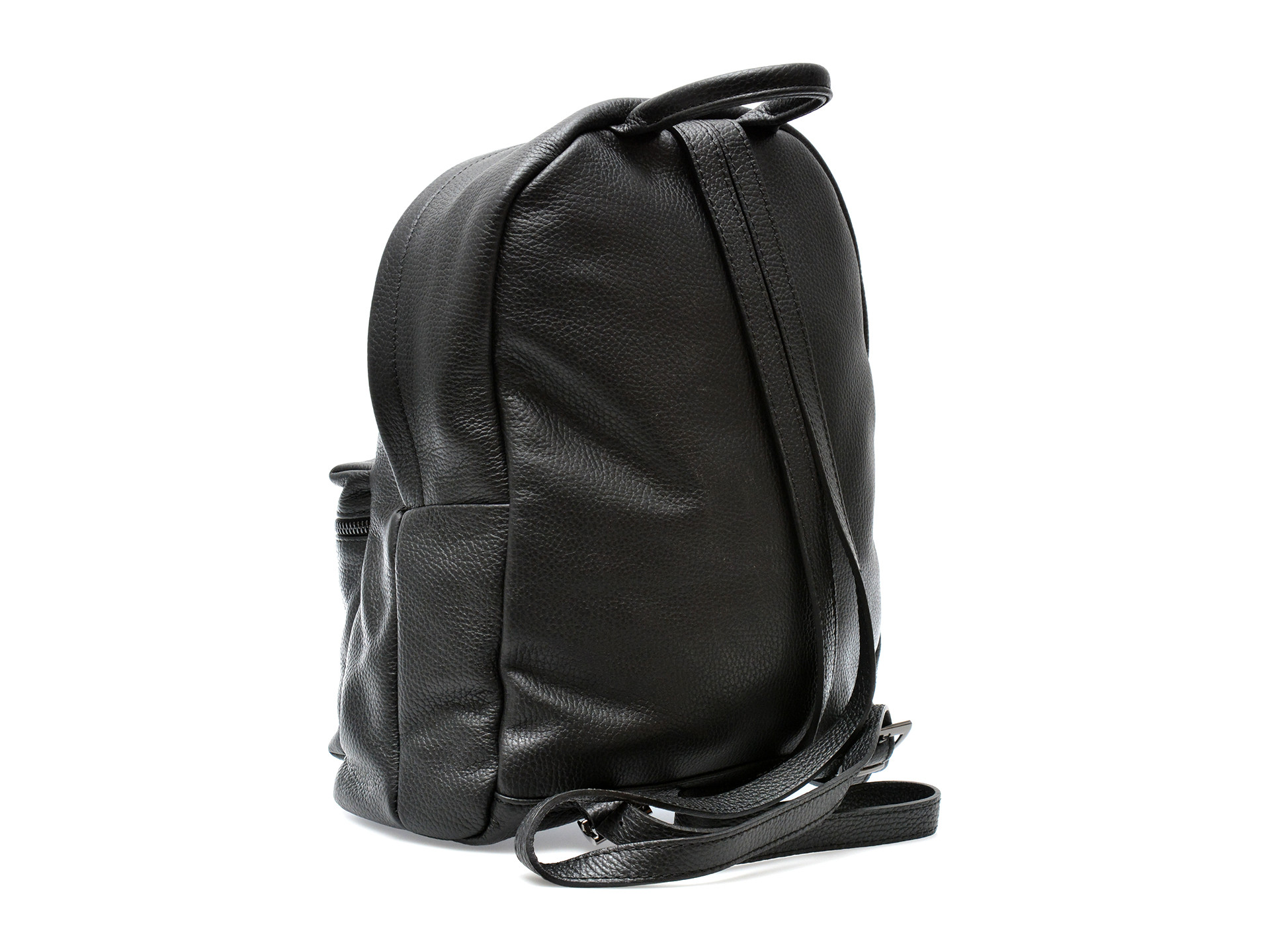 Rucsac MARIO FERRETTI negru, BB68, din piele naturala