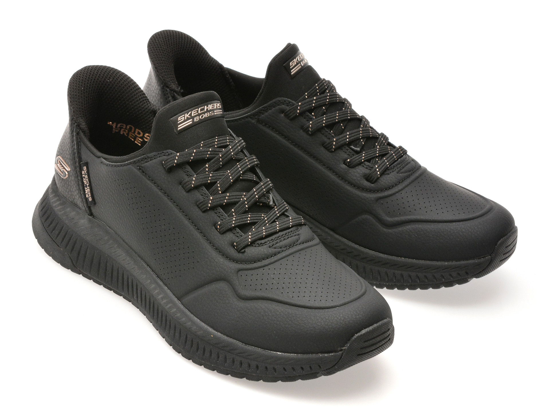 Pantofi sport SKECHERS negri, BOBS SQUAD 4, din piele ecologica