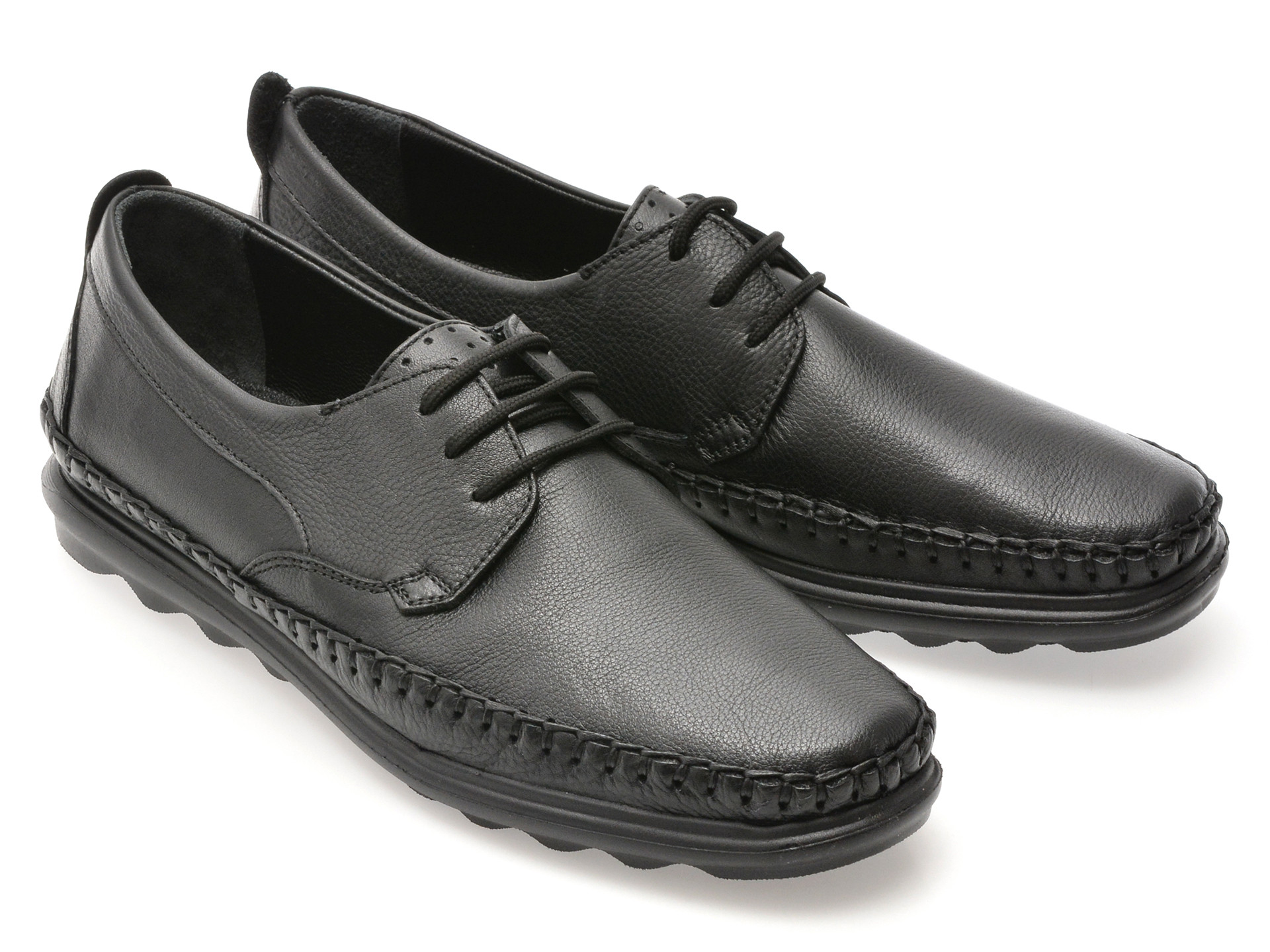 Pantofi OTTER negri, DD046, din piele naturala