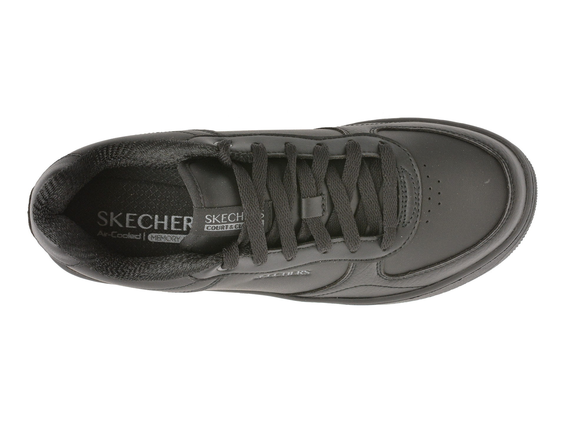 Pantofi sport SKECHERS negri, SPORT COURT 2.0, din piele ecologica
