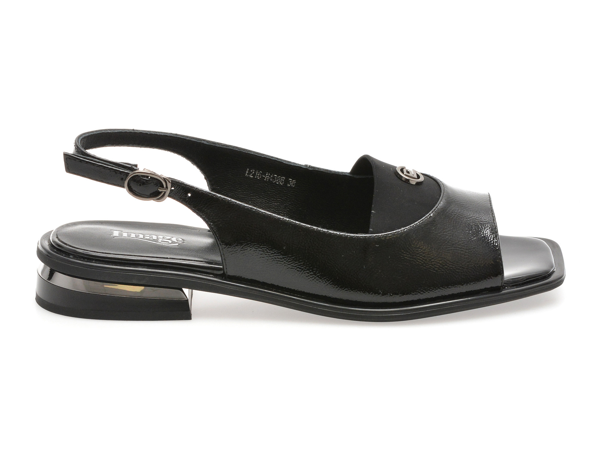 Sandale IMAGE negre, L216, din piele naturala