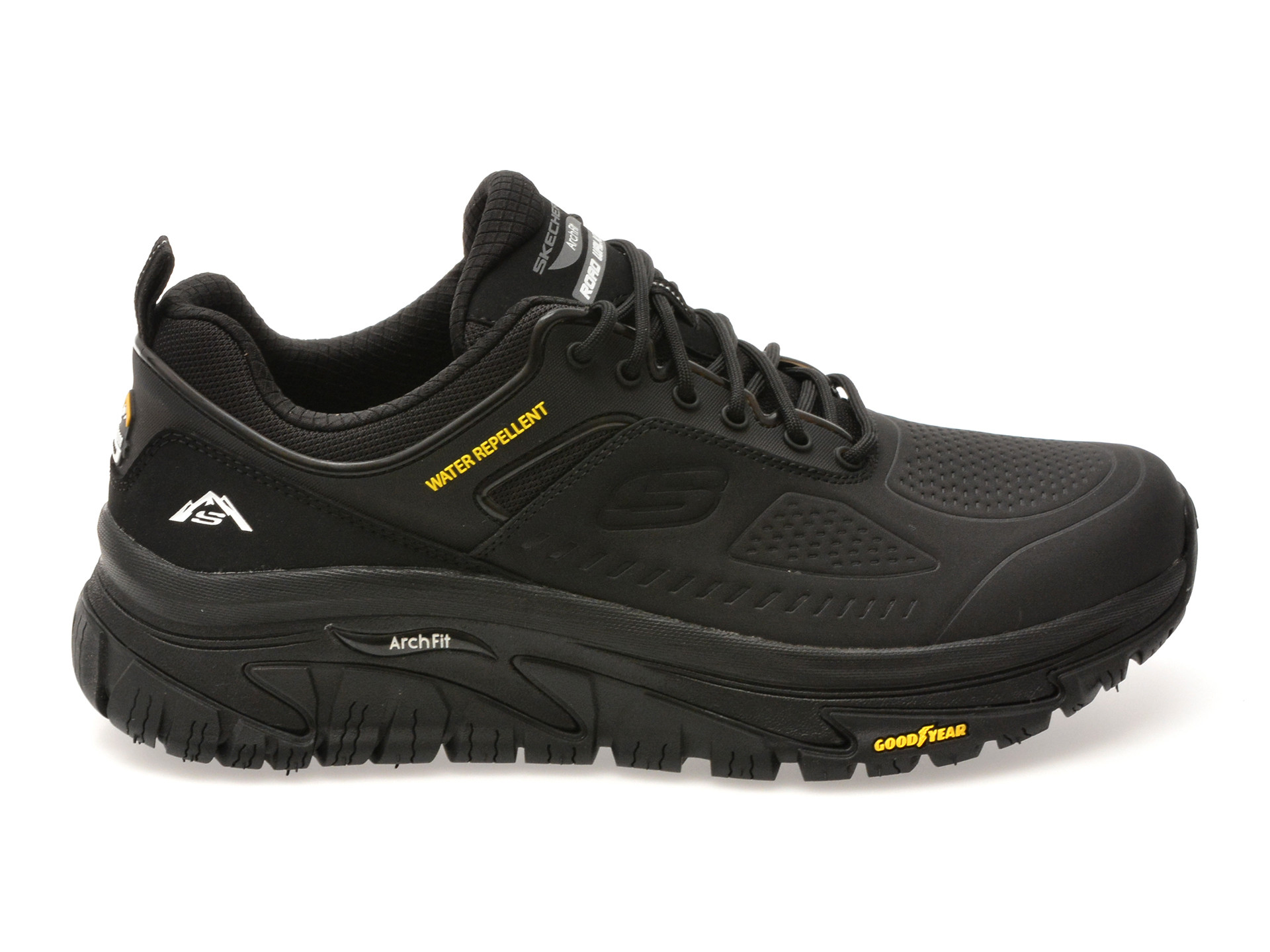 Pantofi sport SKECHERS negri, ARCH FIT ROAD WALKER, din piele naturala