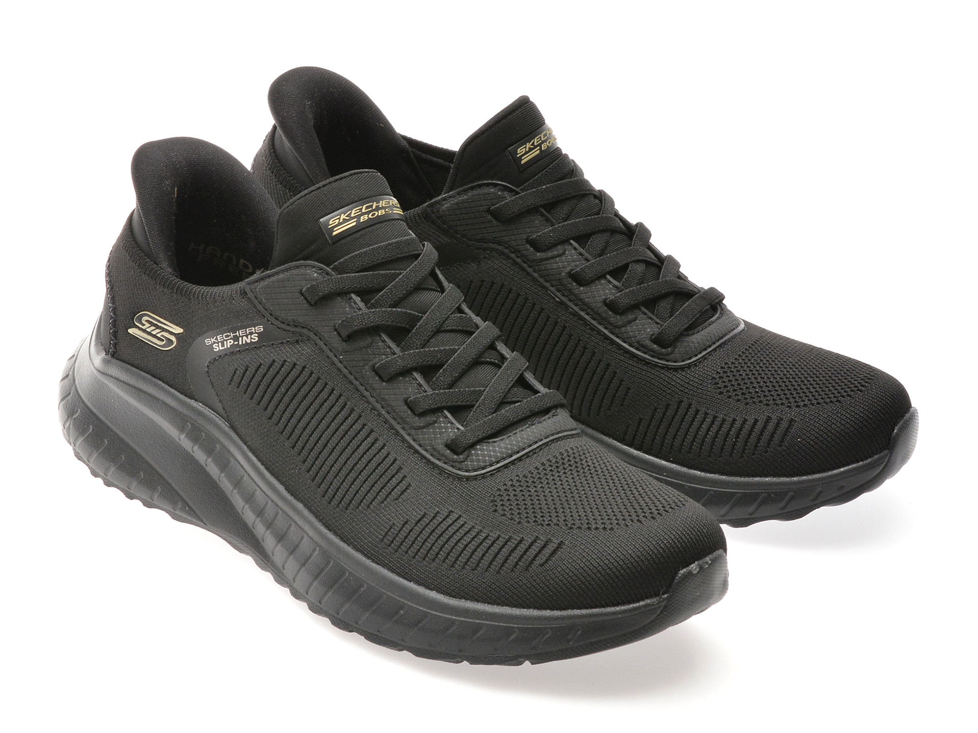 Pantofi sport SKECHERS negri, BOBS SQUAD CHAOS, din material textil