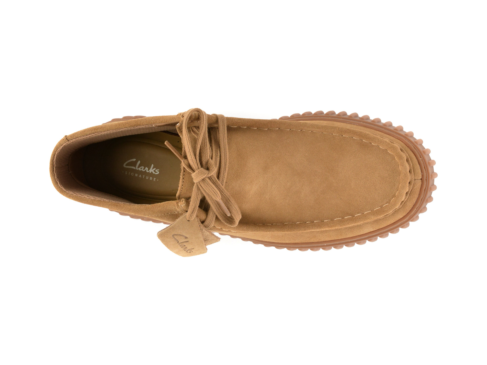 Ghete CLARKS bej, TORHILL HI, din piele intoarsa