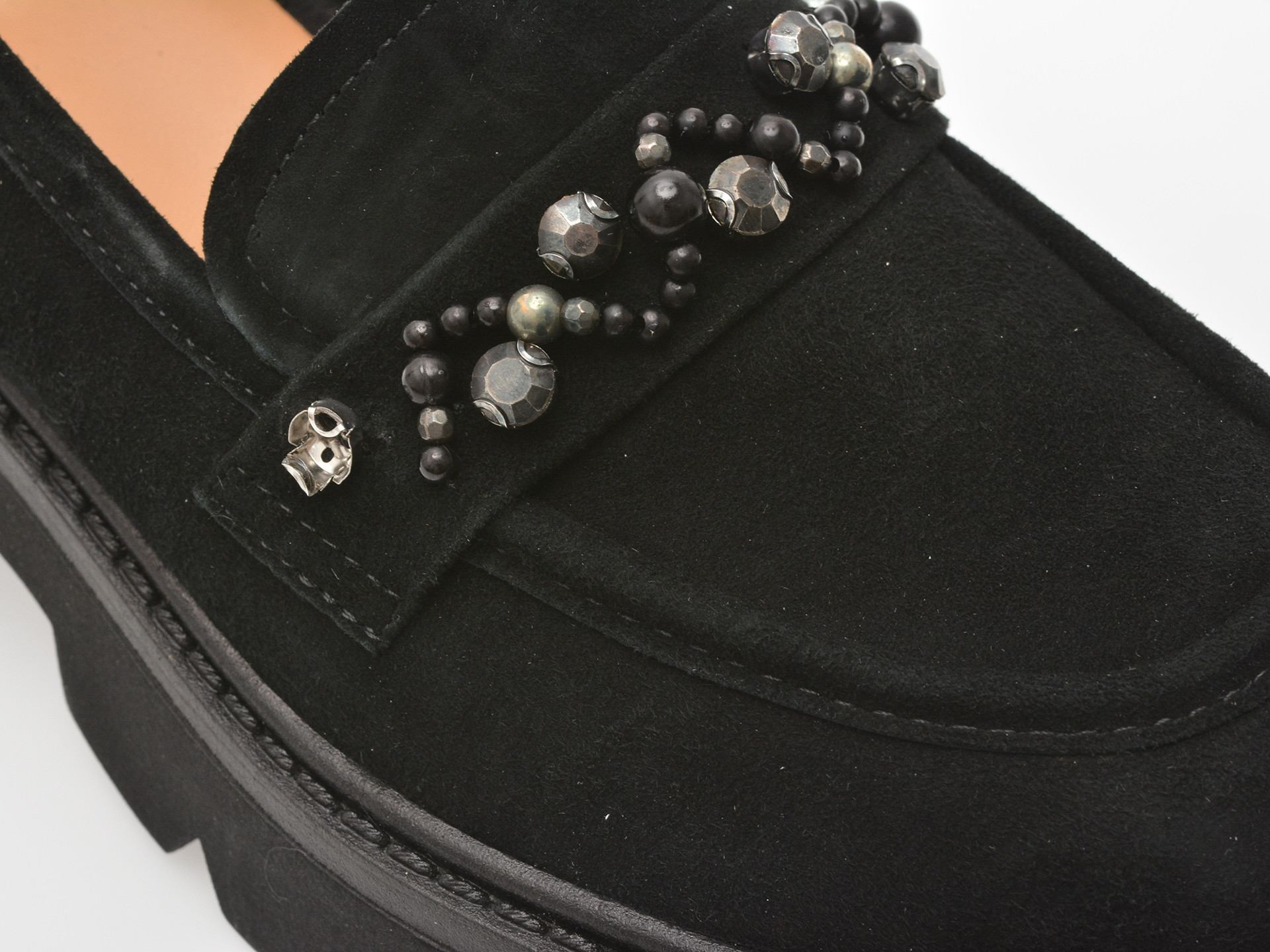 Mocasini EPICA negri, P481, din piele intoarsa