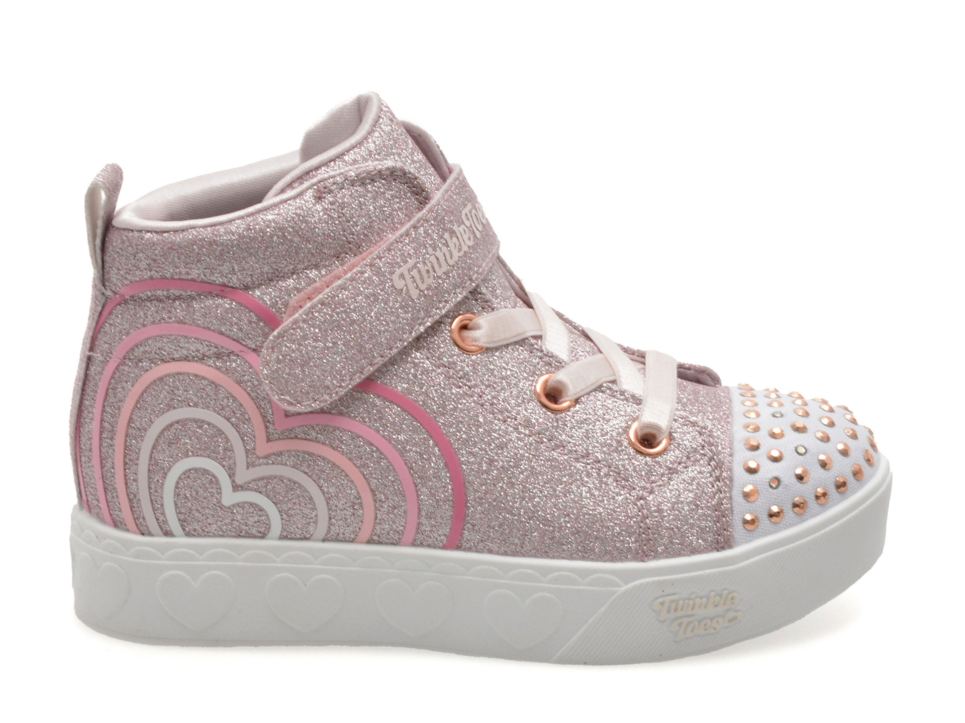 Ghete SKECHERS roz, HEART STEPS, din piele ecologica