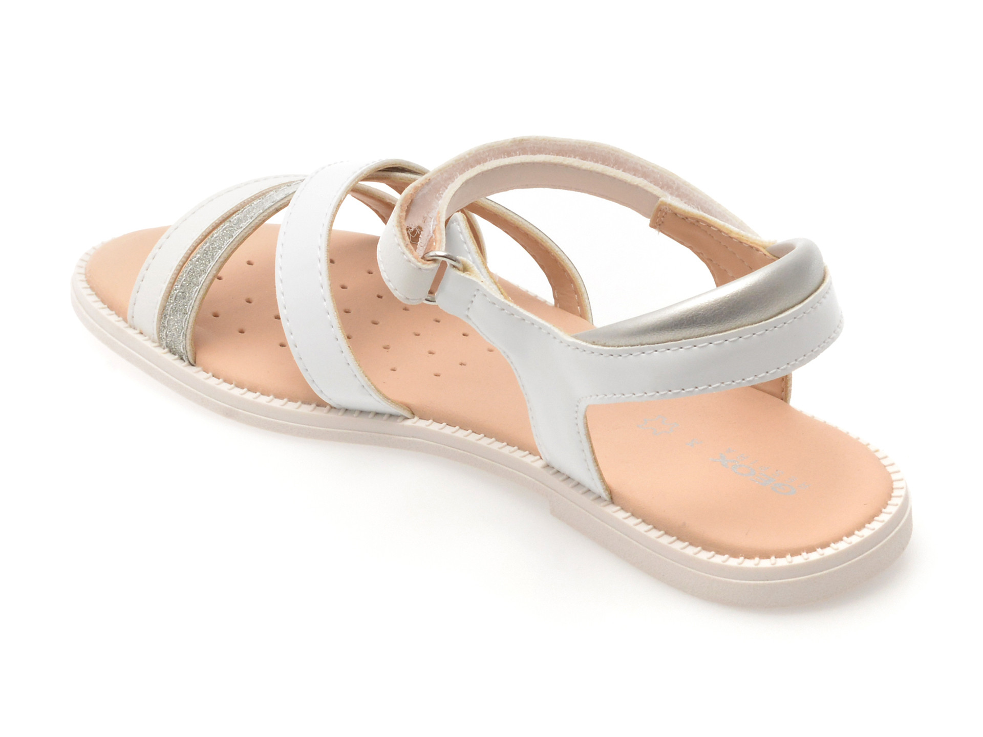 Sandale GEOX albe, J5235D, din piele ecologica