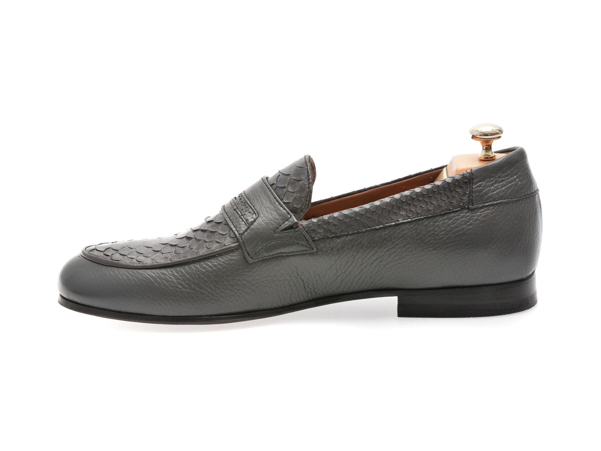 Mocasini eleganti LE COLONEL gri, 45860, din piele naturala