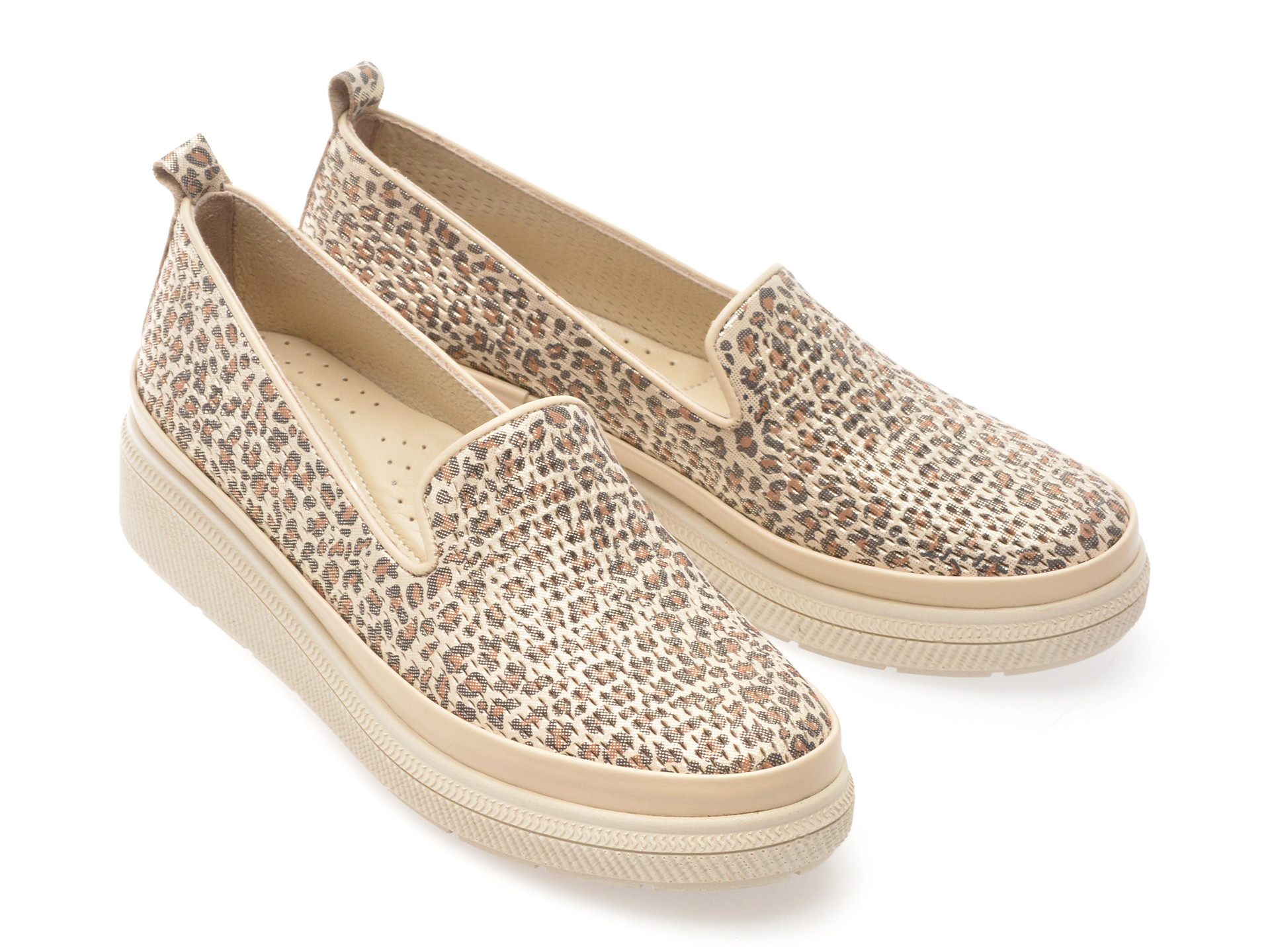 Mocasini IMAGE bej, 38161, din piele naturala