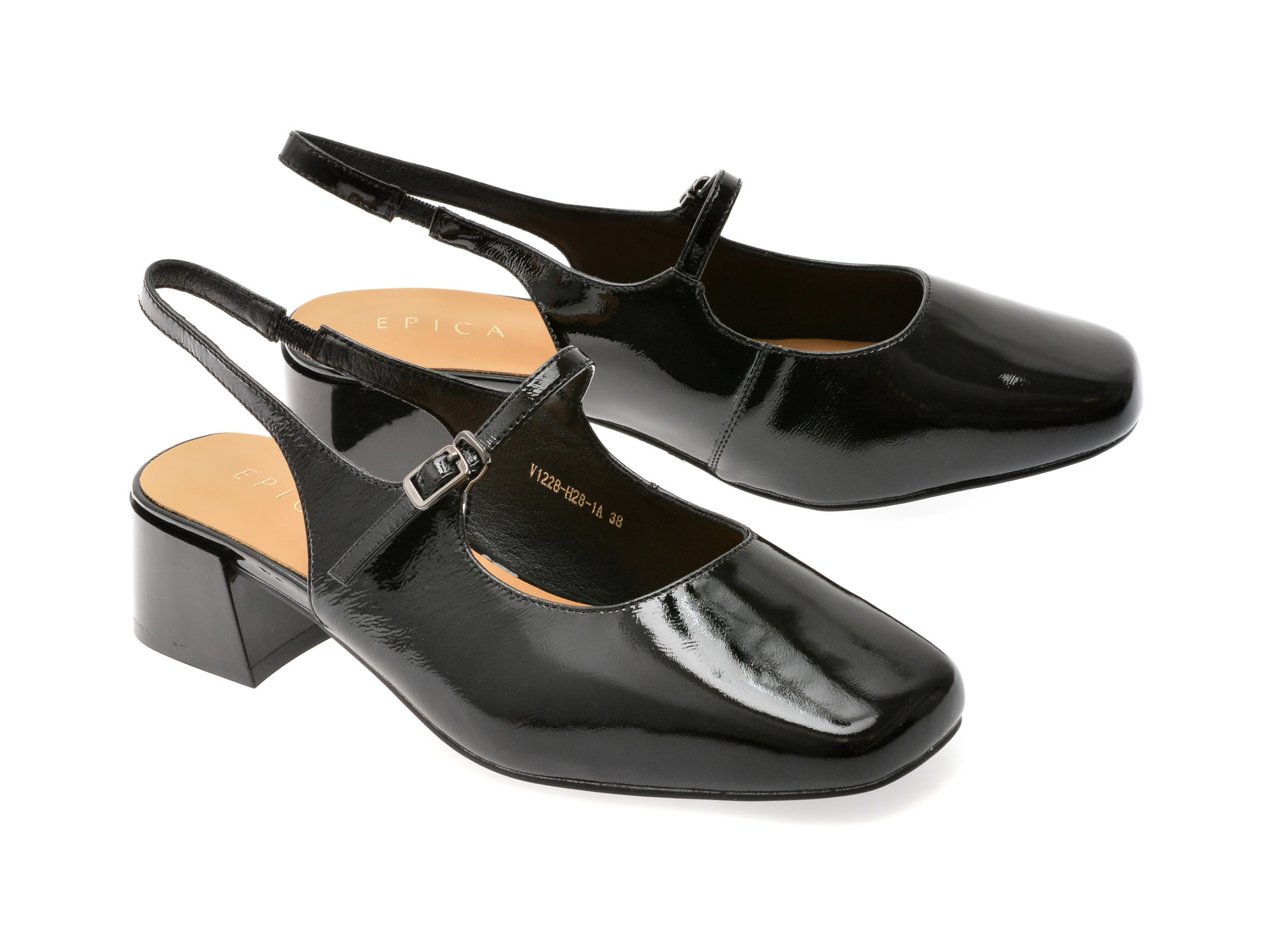Pantofi EPICA negri, 1228H28, din piele naturala lacuita