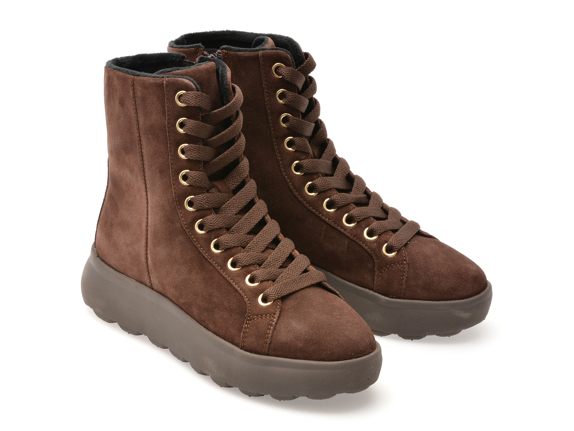 Ghete GEOX maro, D36TCD, din piele intoarsa