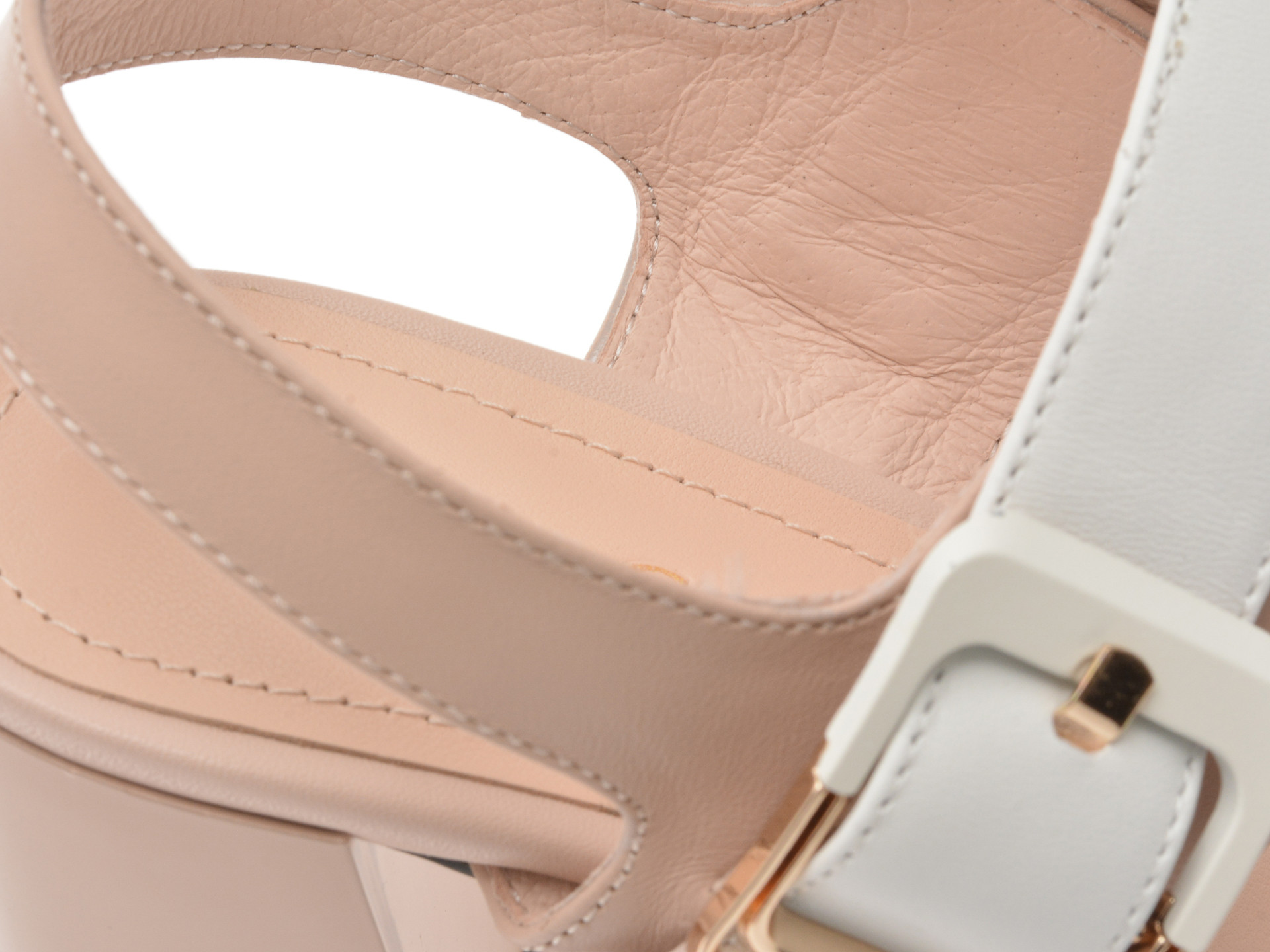 Sandale EPICA albe, H890, din piele naturala