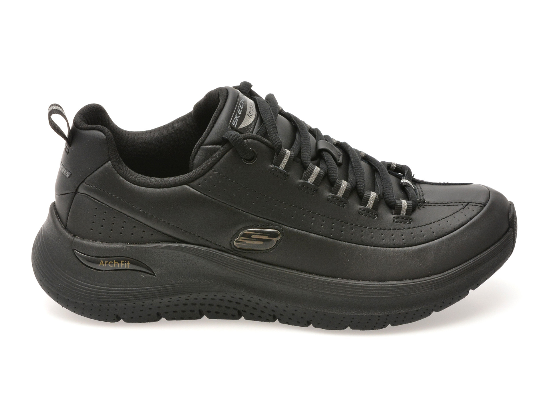 Pantofi sport SKECHERS negri, ARCH FIT 2.0, din piele naturala