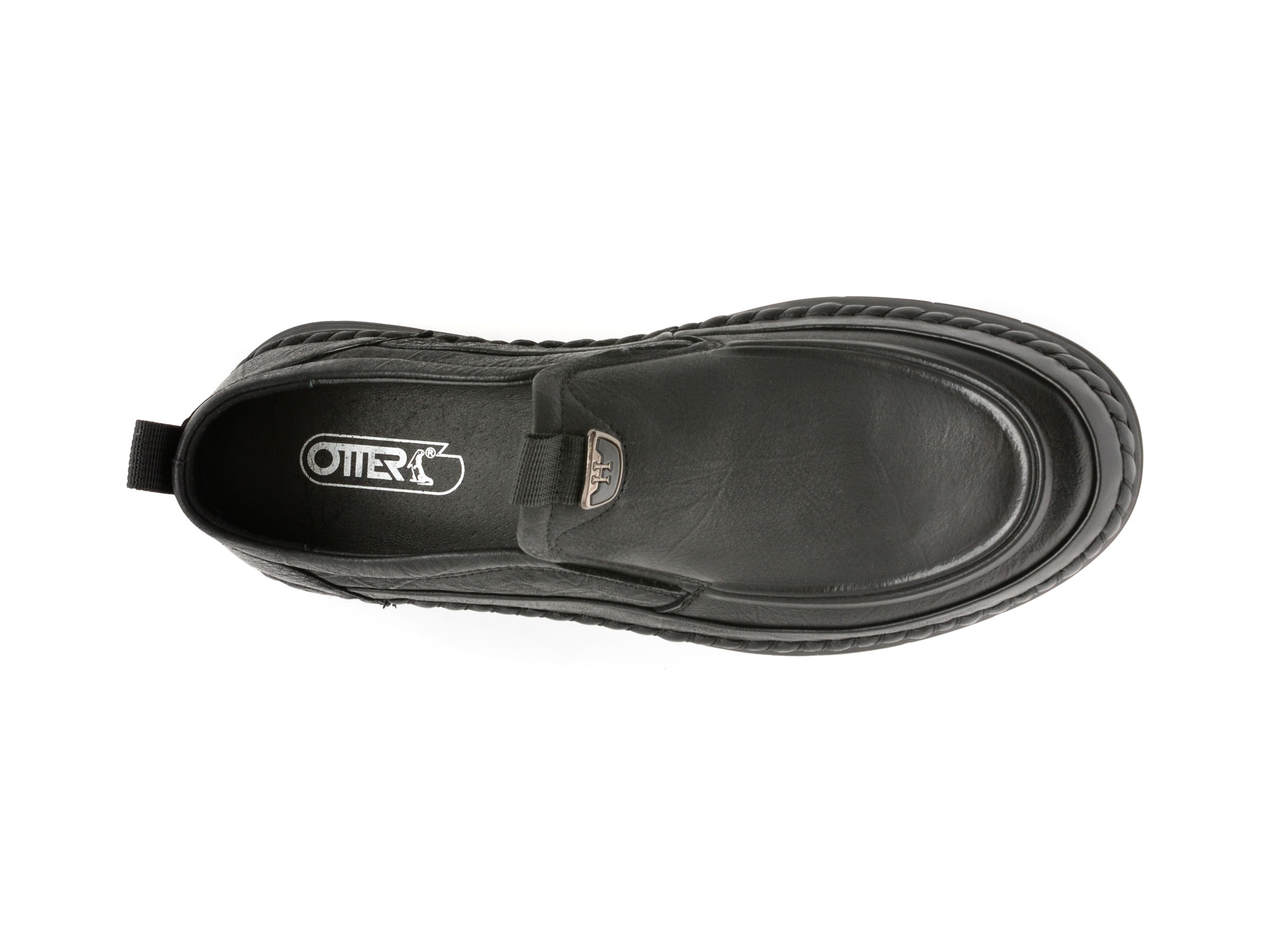 Mocasini OTTER negri, T8512, din piele naturala