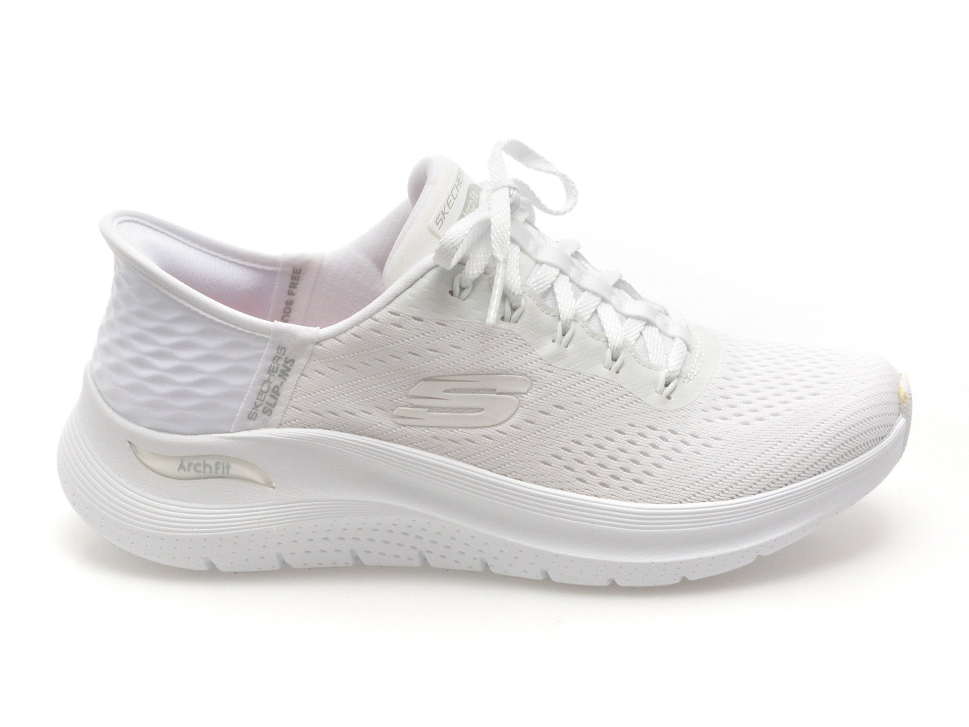 Pantofi sport SKECHERS albi, ARCH FIT 2.0, din material textil