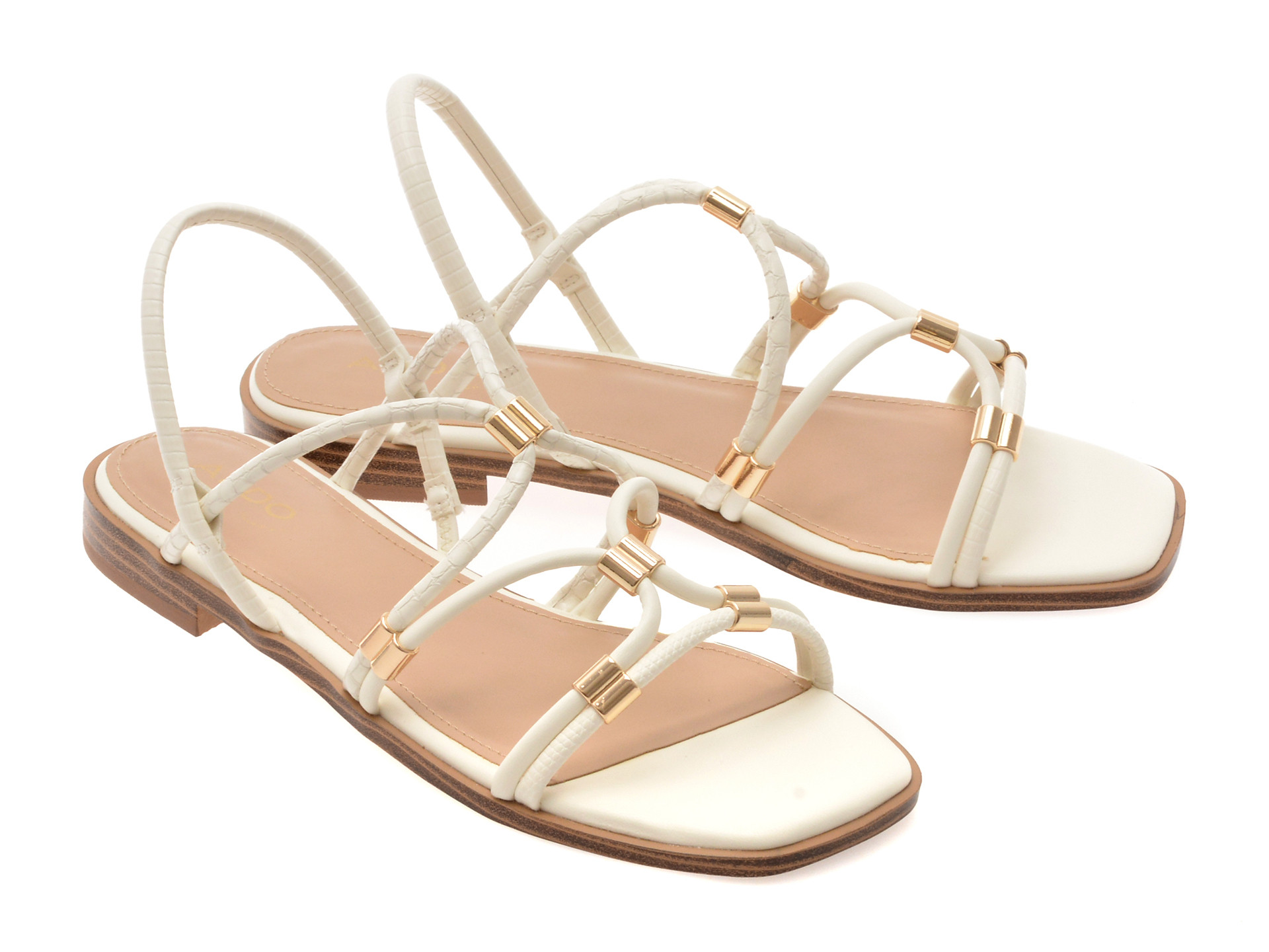 Sandale ALDO albe, BYCHAN 100, din piele ecologica