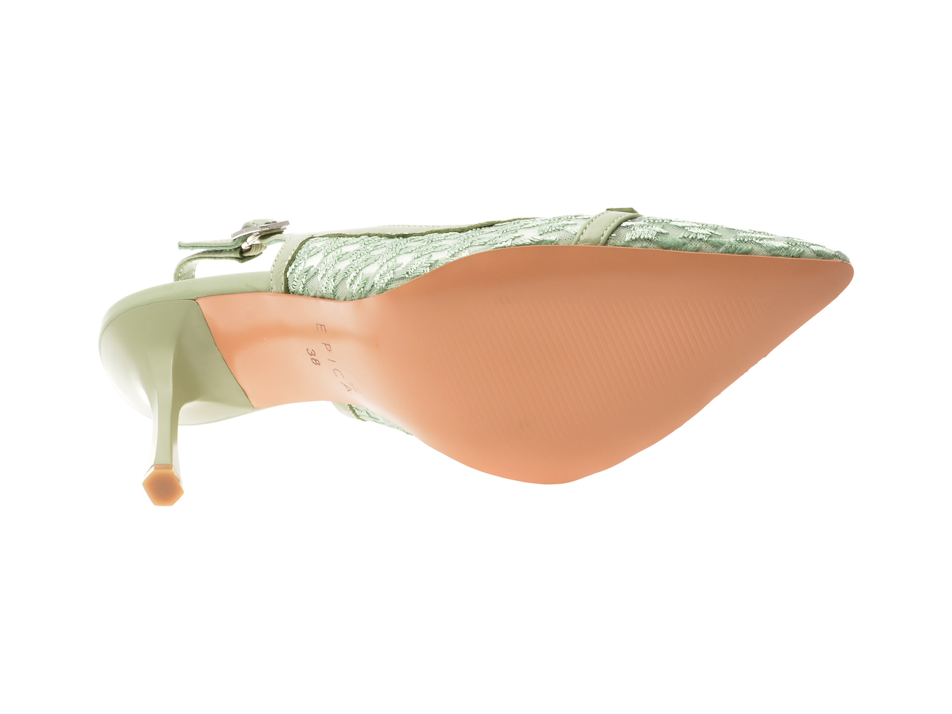 Saboti eleganti EPICA verzi, D221, din material textil