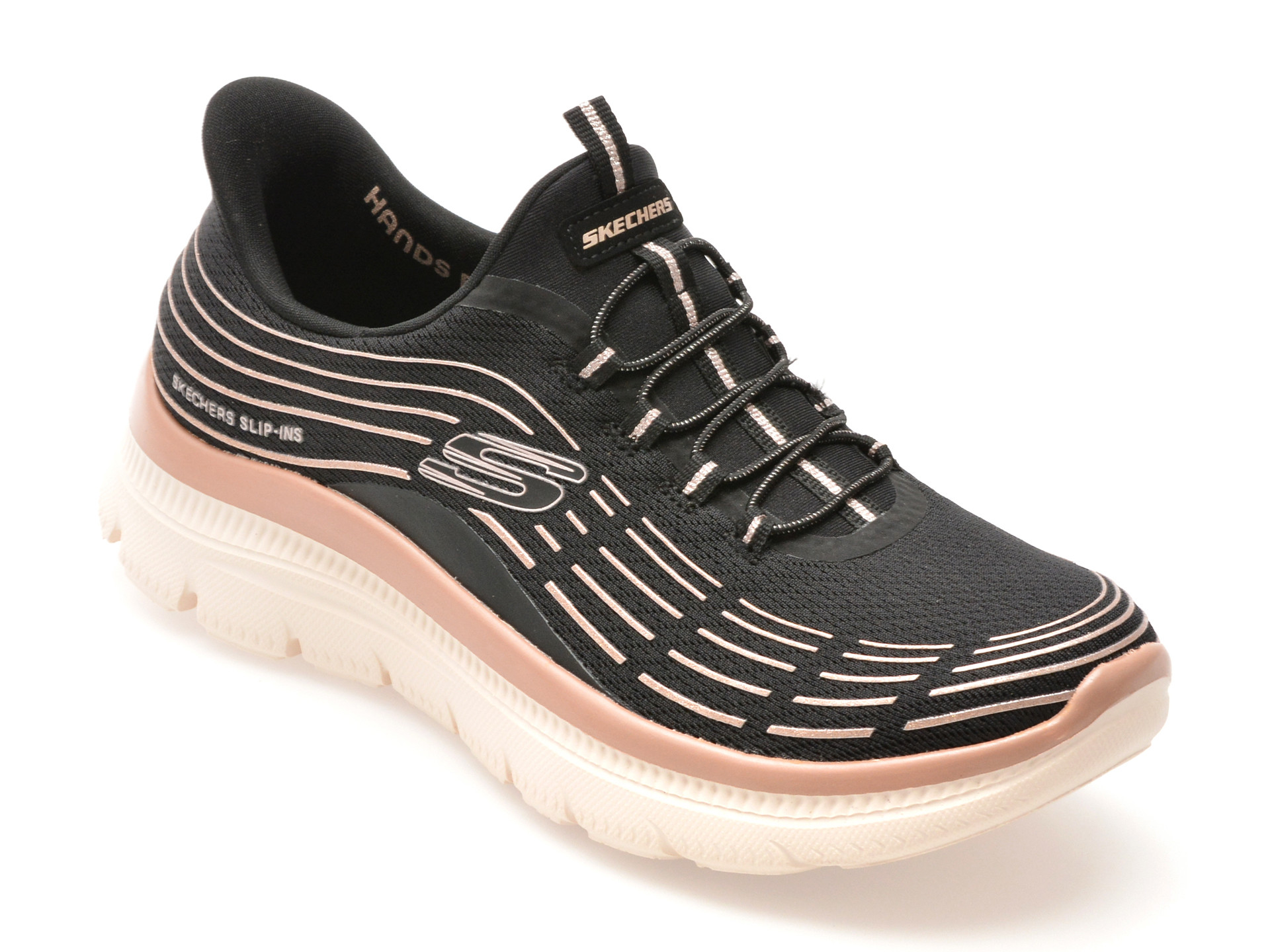 Pantofi sport SKECHERS negri, SUMMITS PLUS, din material textil