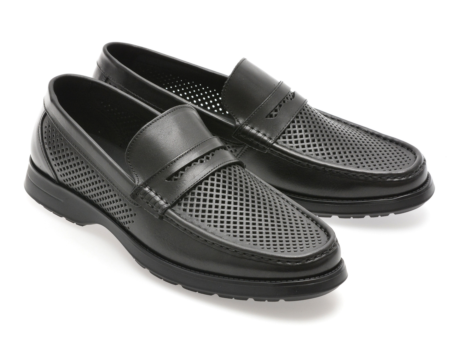 Mocasini OTTER negri, 1252, din piele naturala